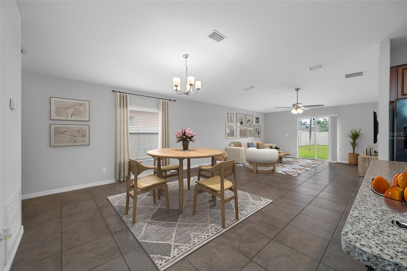 Virtually Staged Dining and Living Room