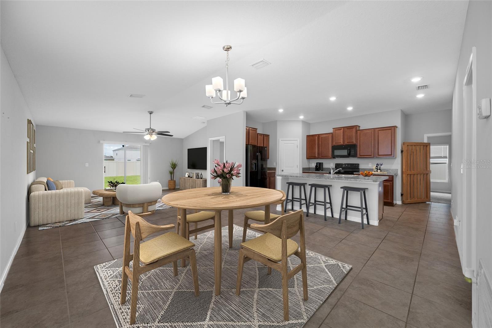 Virtually Staged Dining and Living Room