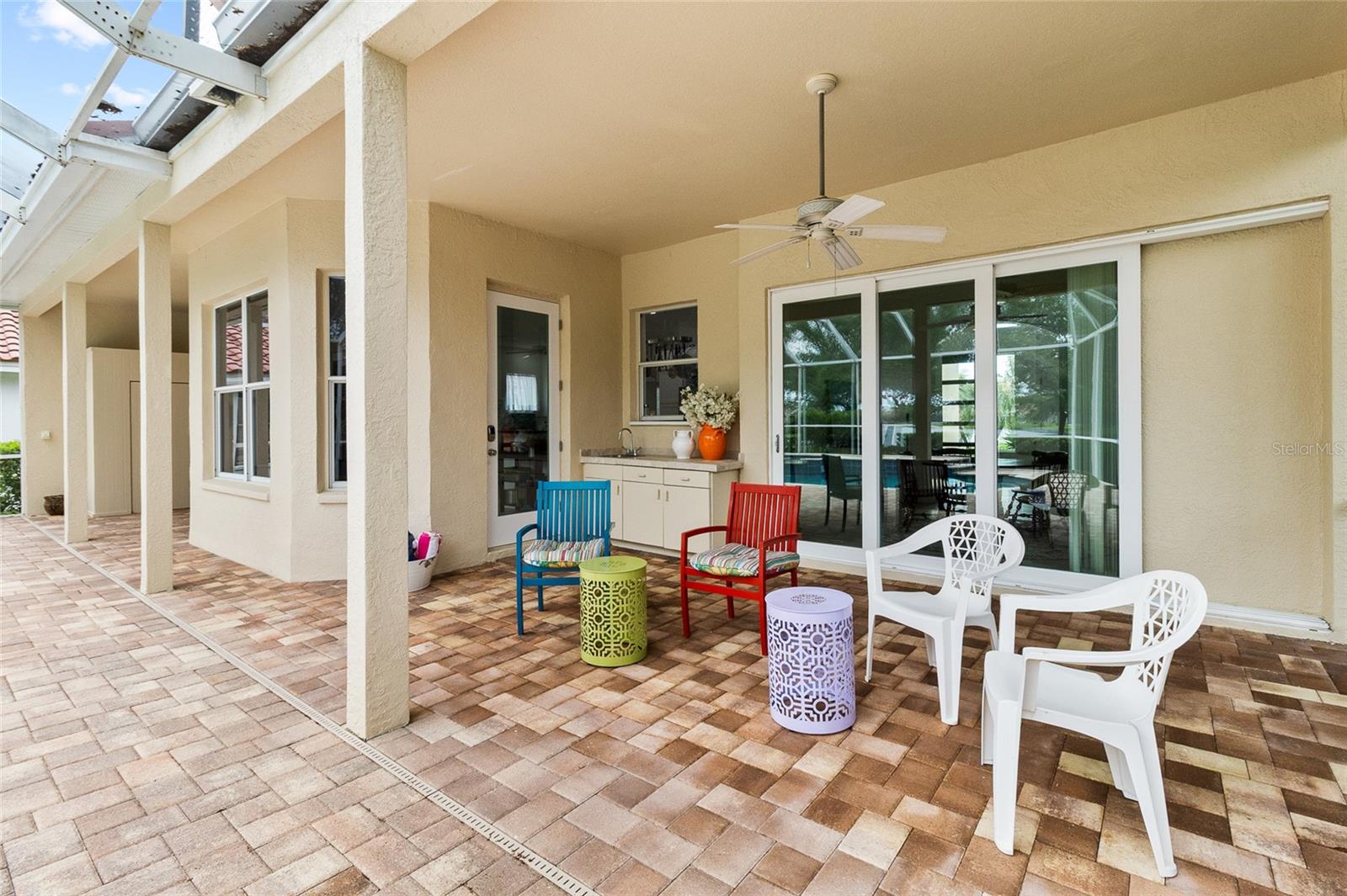 Outdoor sink and cabinets for storage