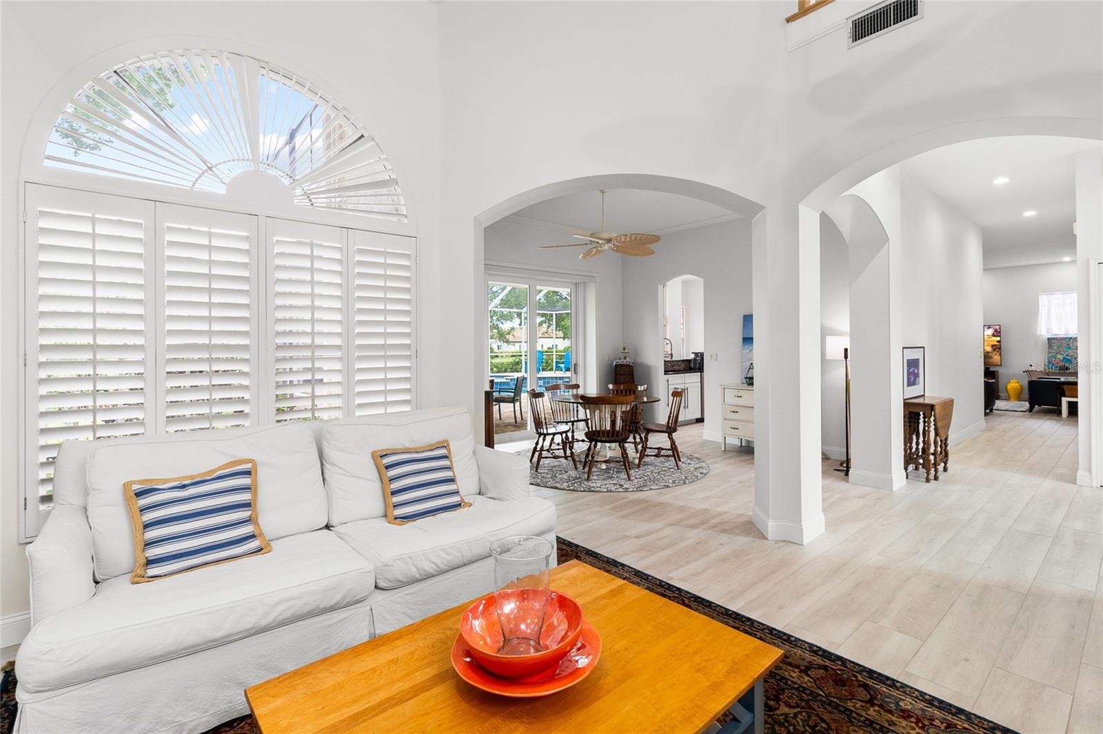 Rugs or no rugs?  Your choice to enjoy this wonderful wood tile floor that extends throughout the lower floor.