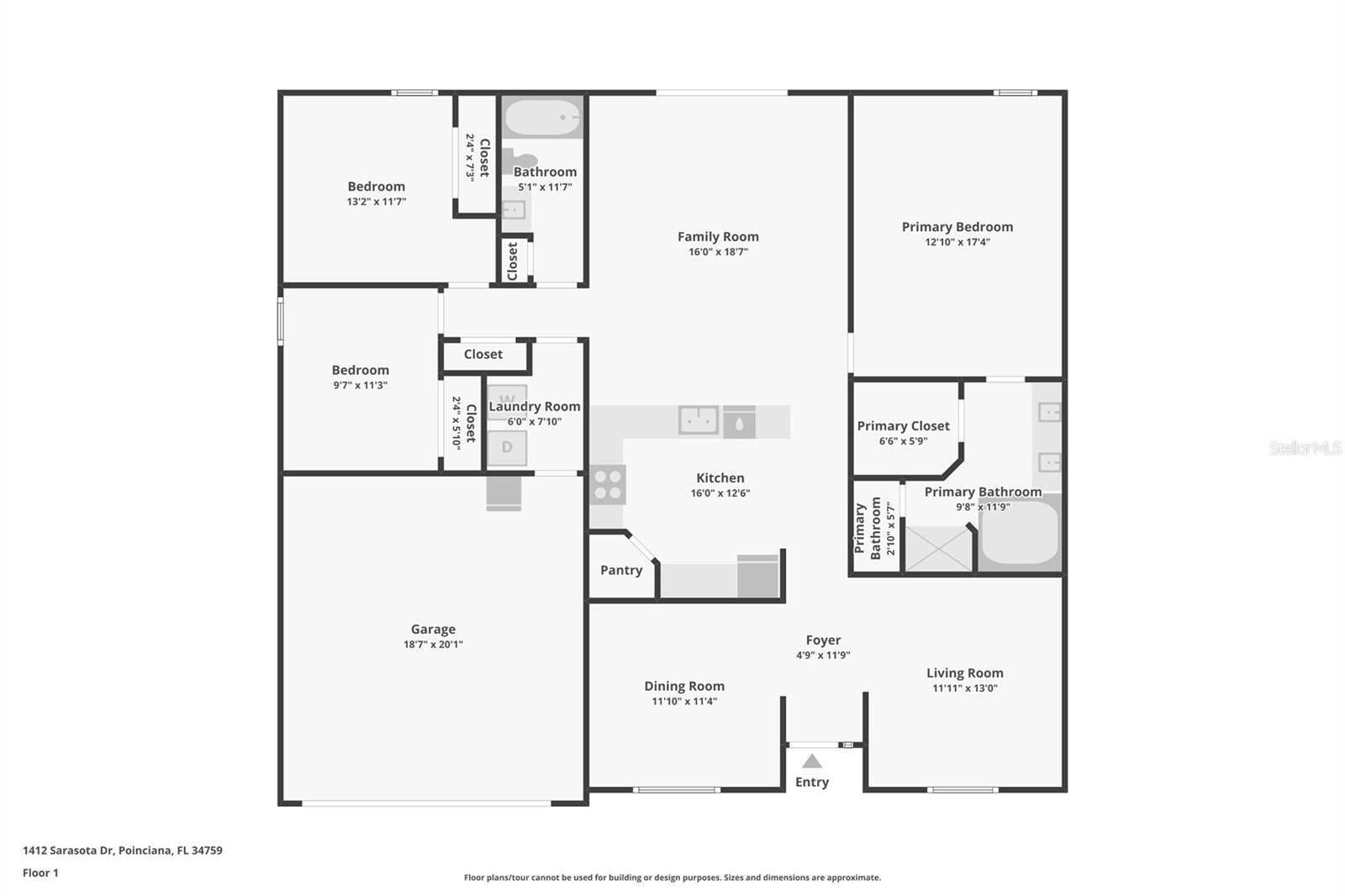 1412 SARASOTA DR, POINCIANA, FL, 34759