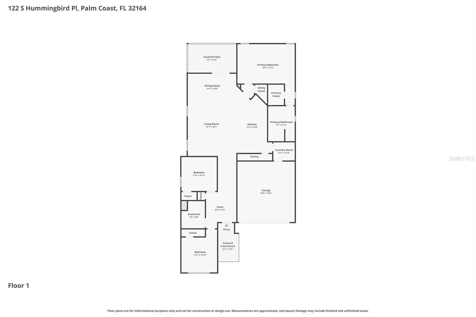122 S HUMMINGBIRD PL, PALM COAST, FL, 32164