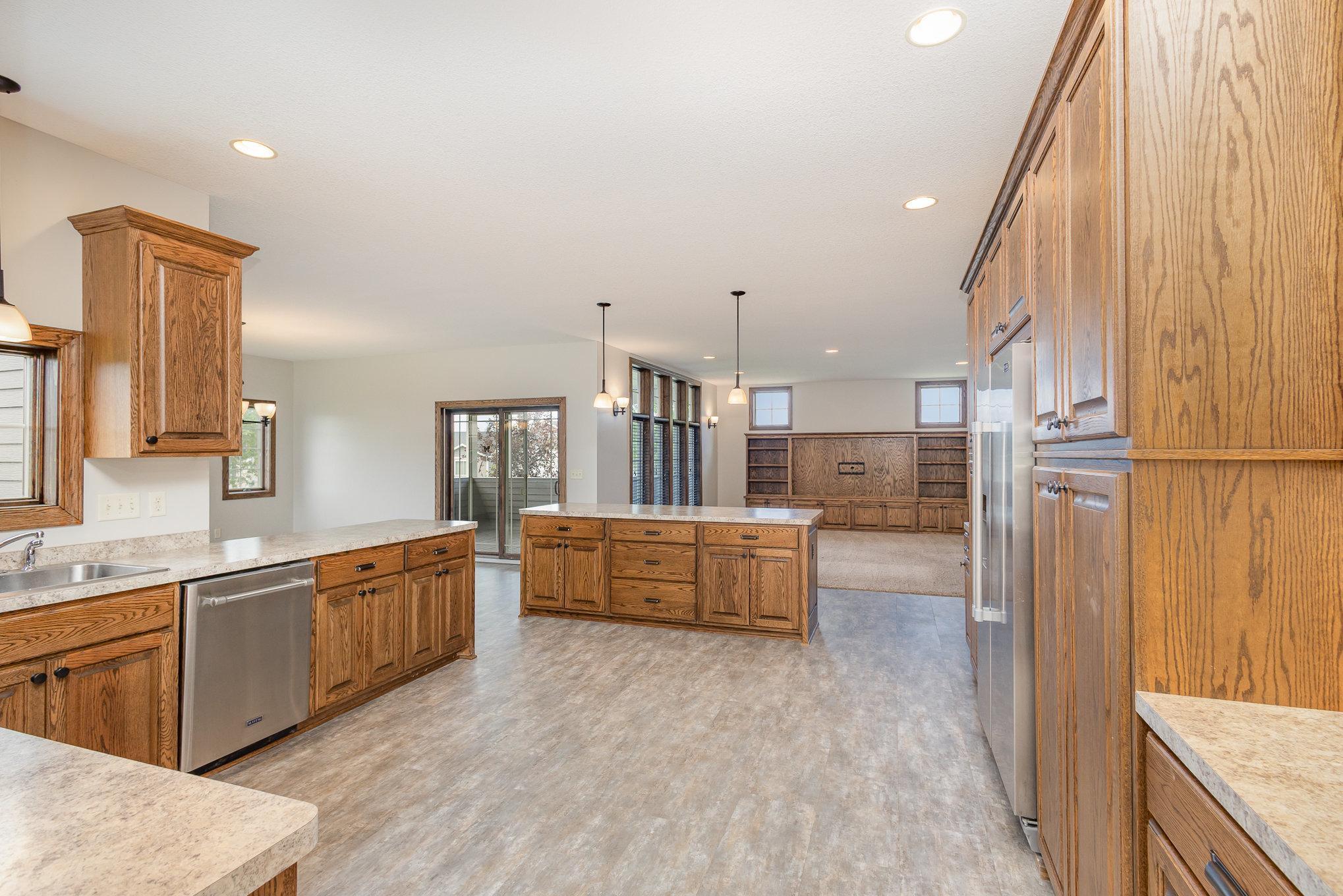 Great cabinet space with custom cabinetry