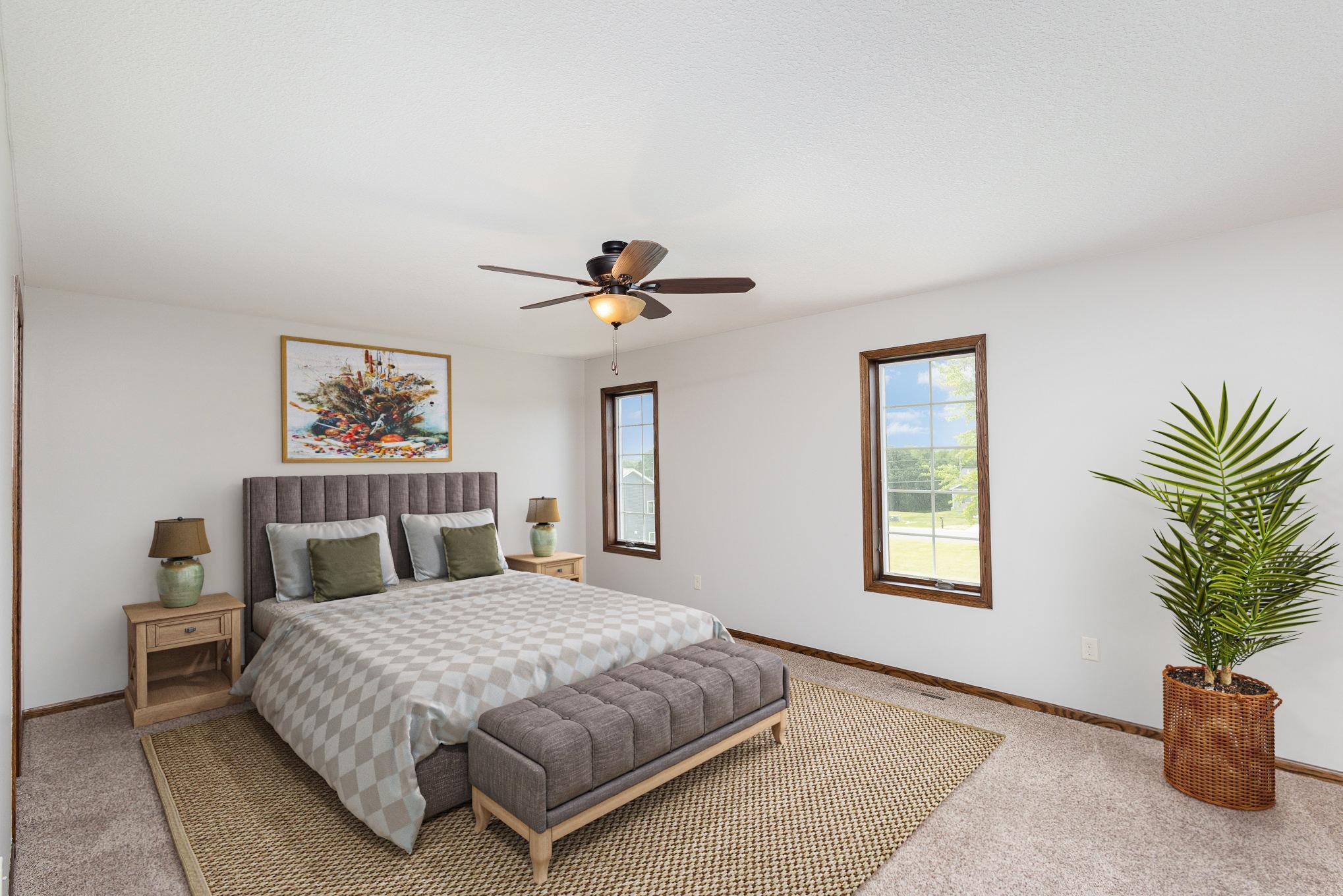 Virtually staged 2nd bedroom