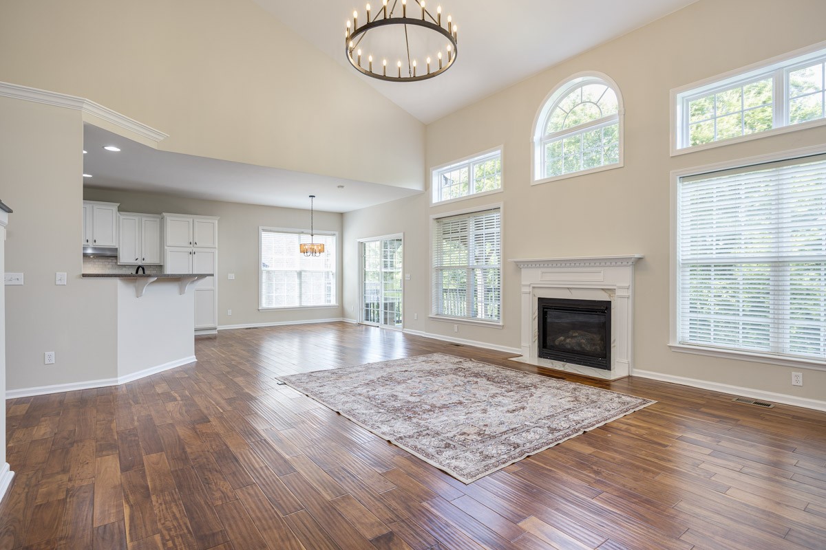 Large great room with new lighting.