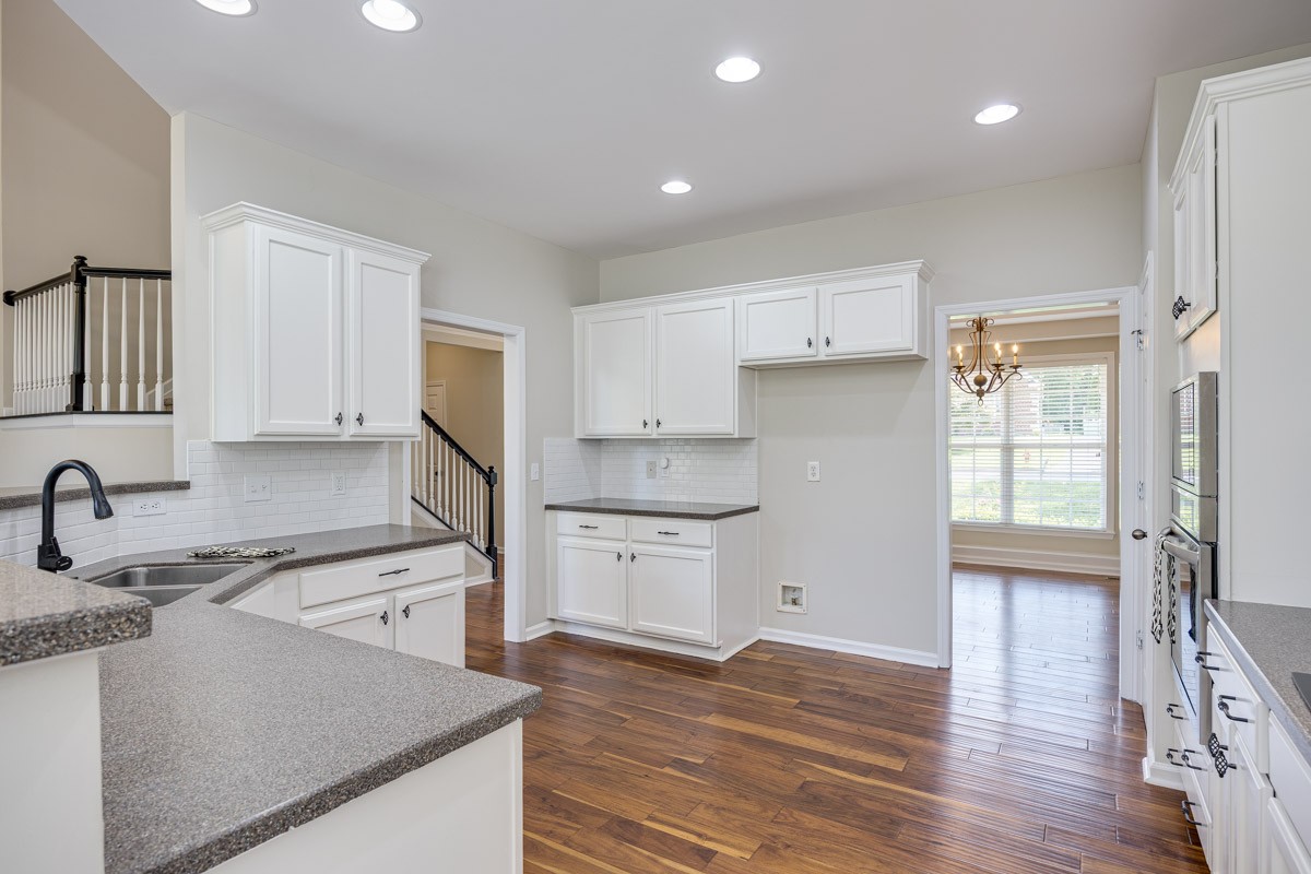 Freshly painted cabinets.