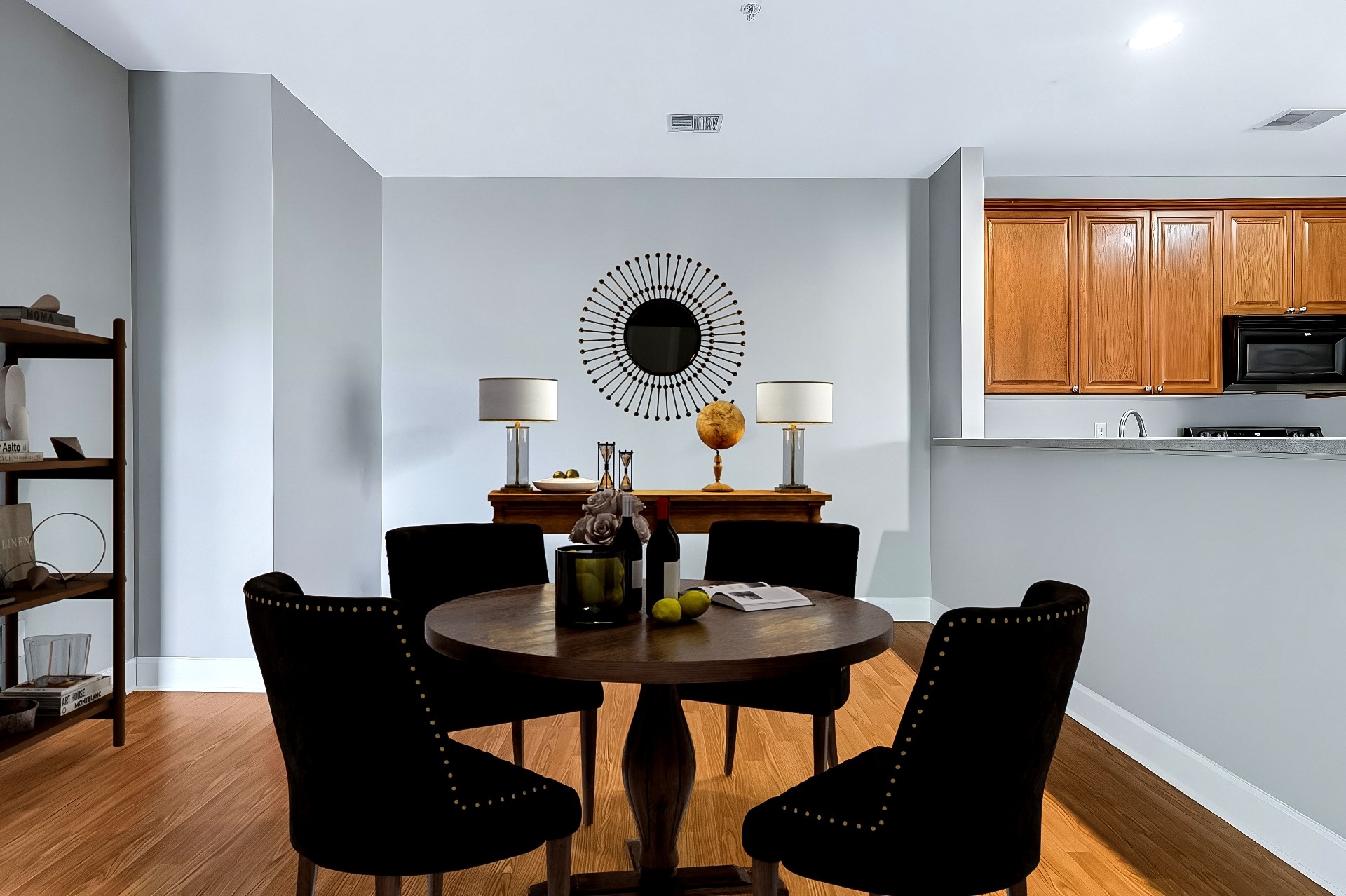 This is a virtually staged photo of the dining room.