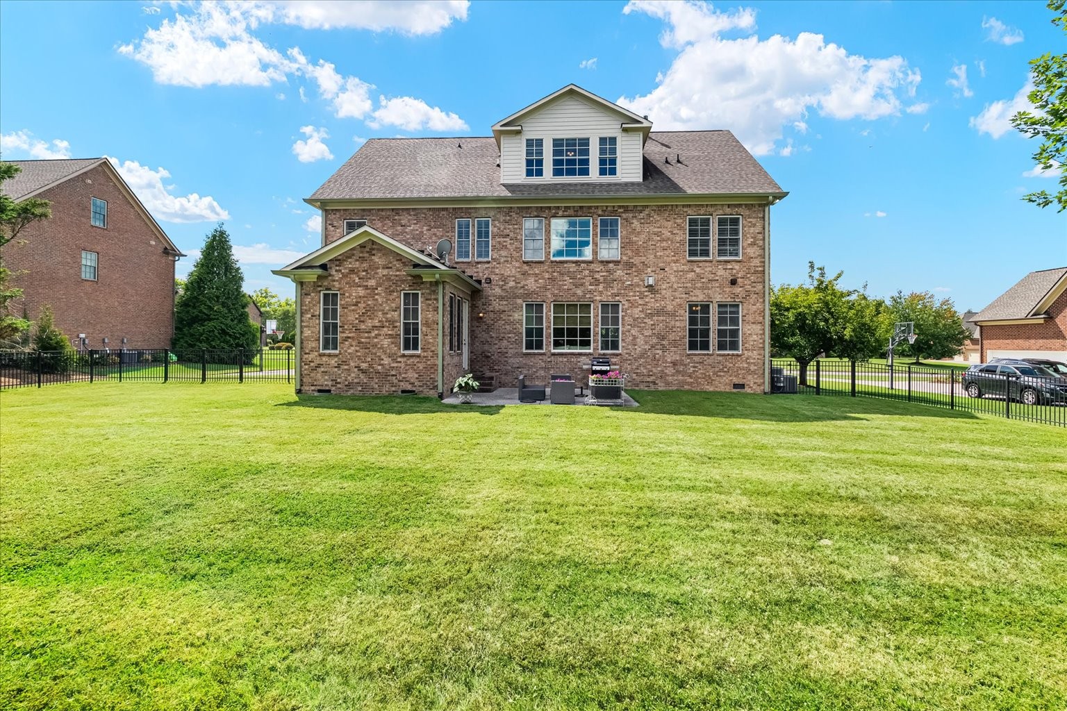 Flat fenced backyard