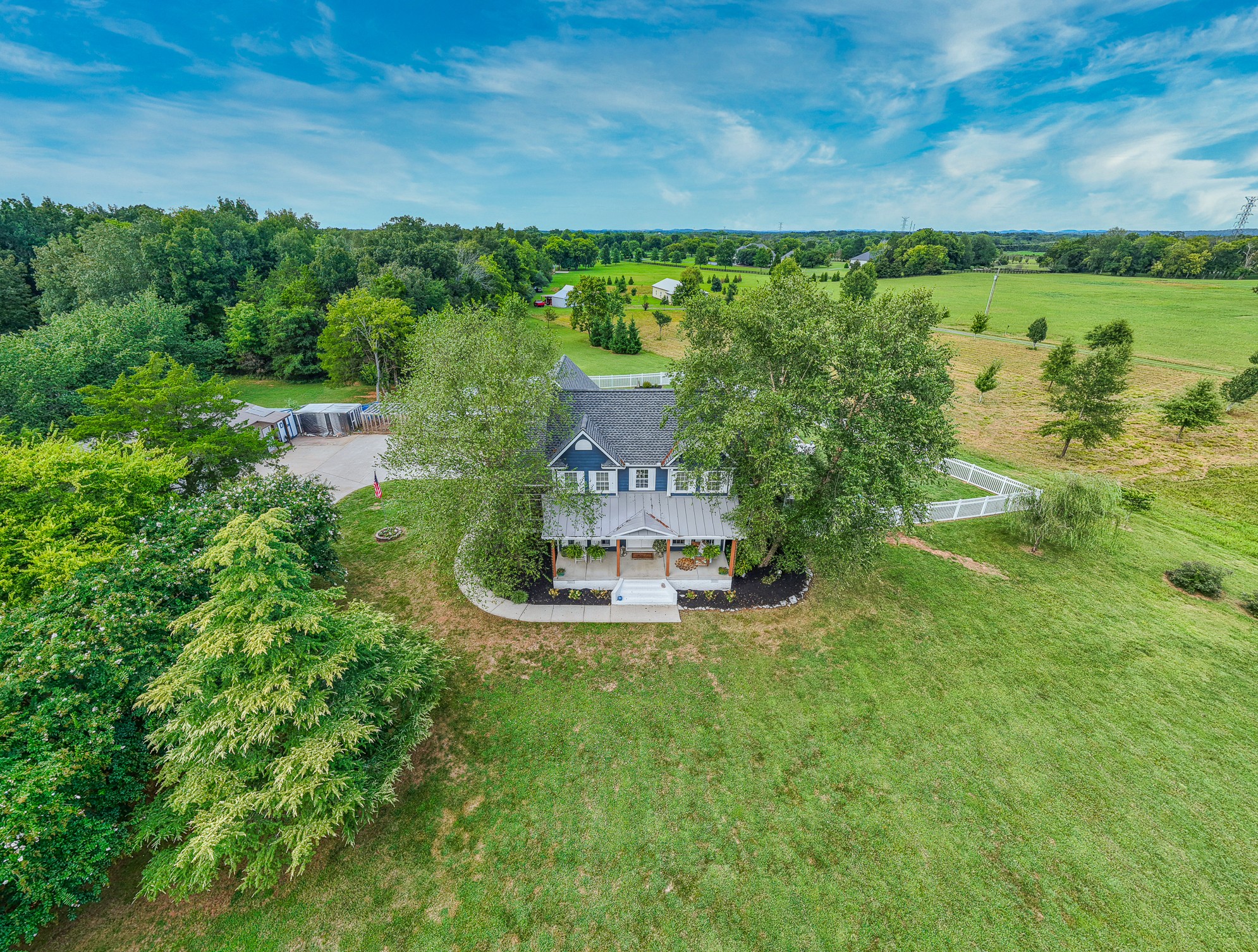 Aerial view showing how private your new home is on 5 acres
