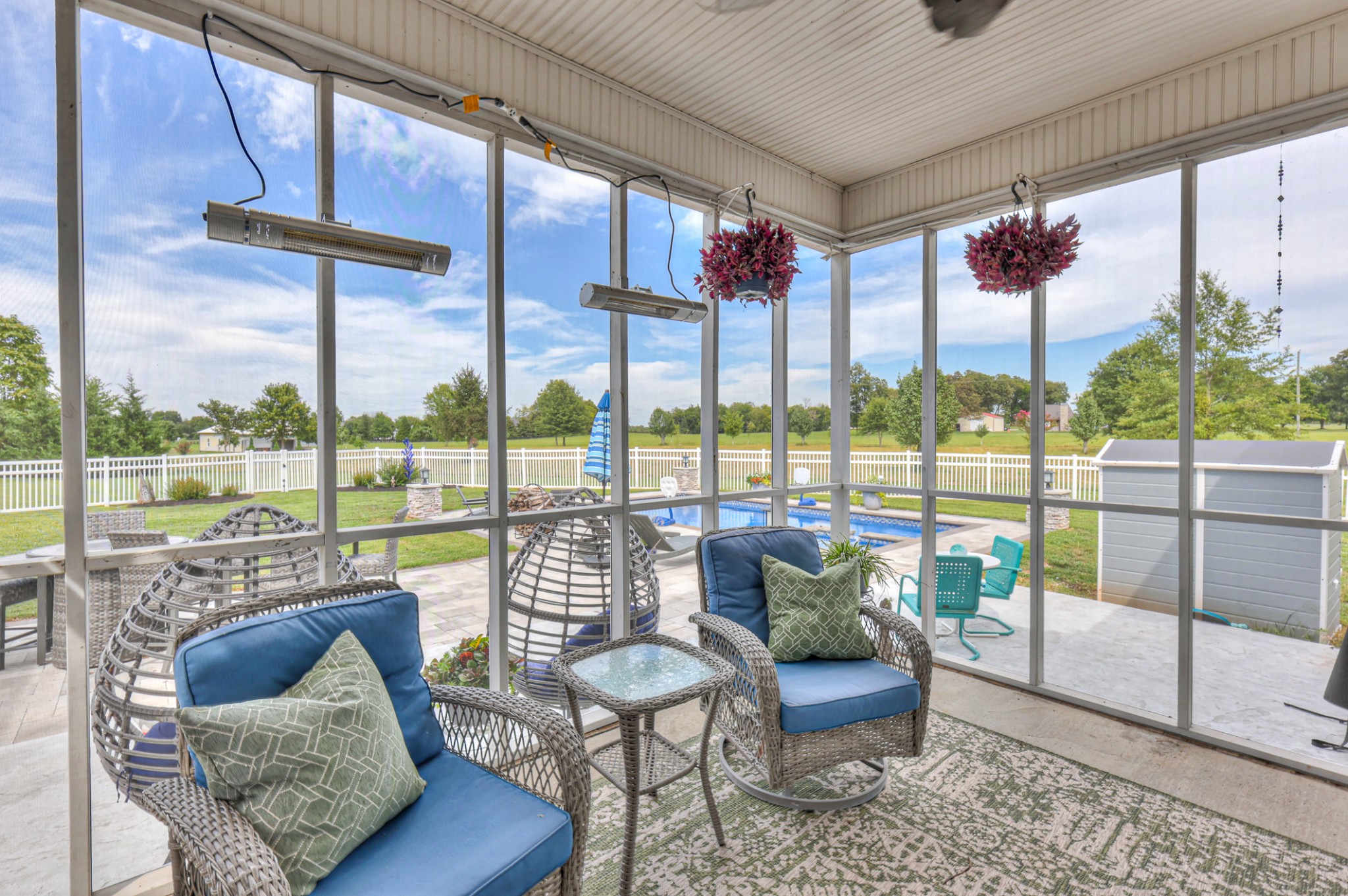 Heaters mounted for chilly, fall afternoons if you wish to watch football on the porch