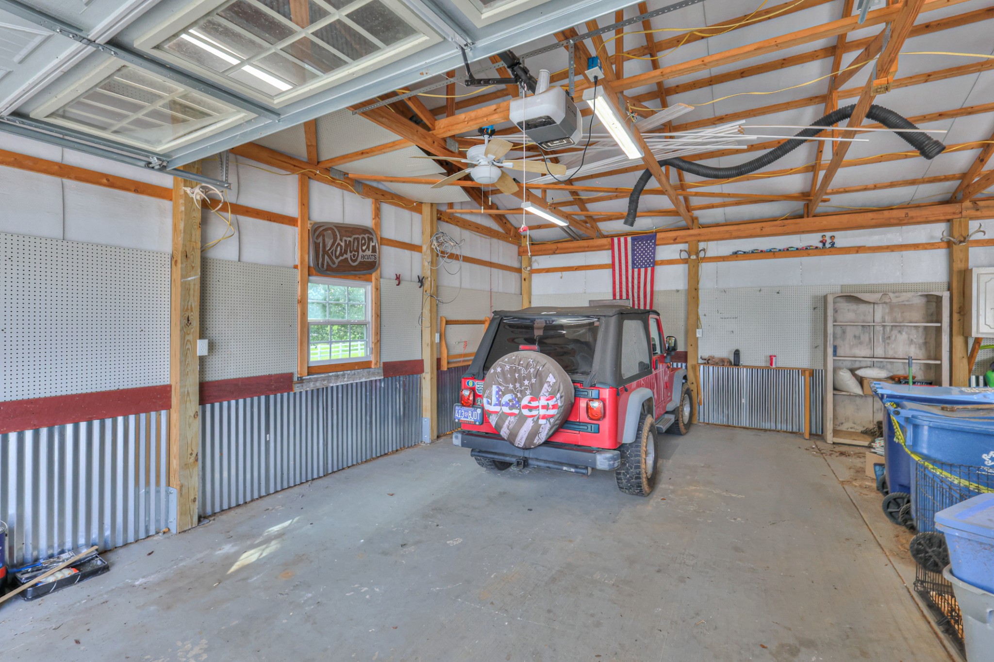 30' deep! This can hold your boat or your lifted truck with the 8' doors