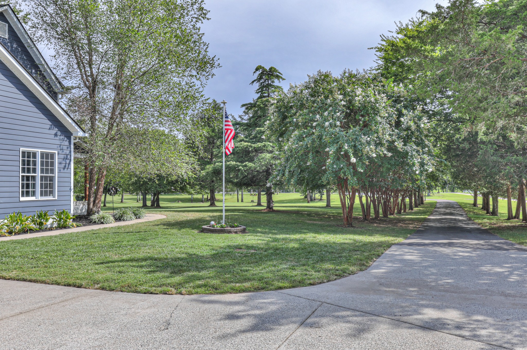 View of the driveway and your park-like front yard