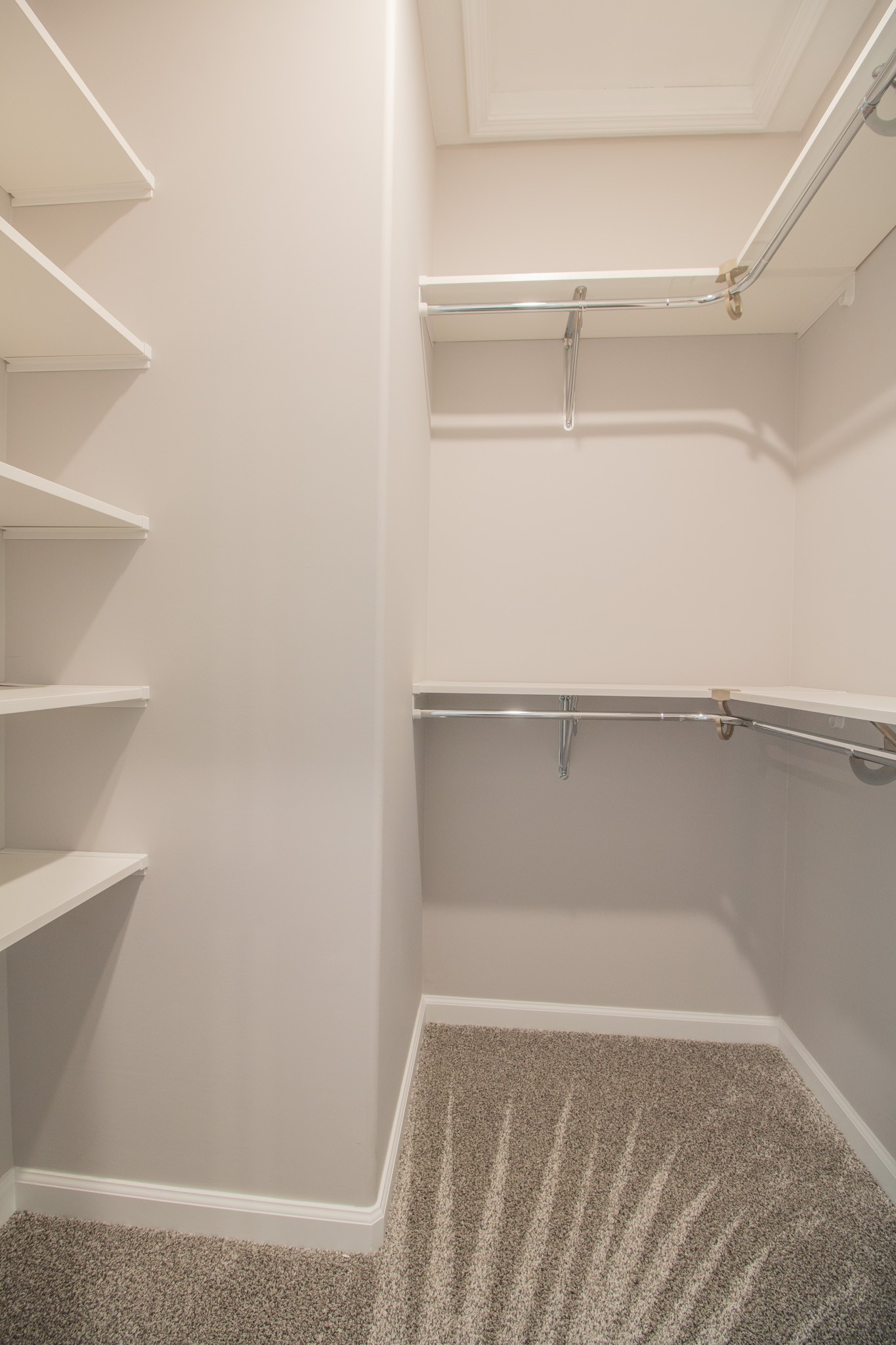 Walk-in Closet with Wooden Shelving!!