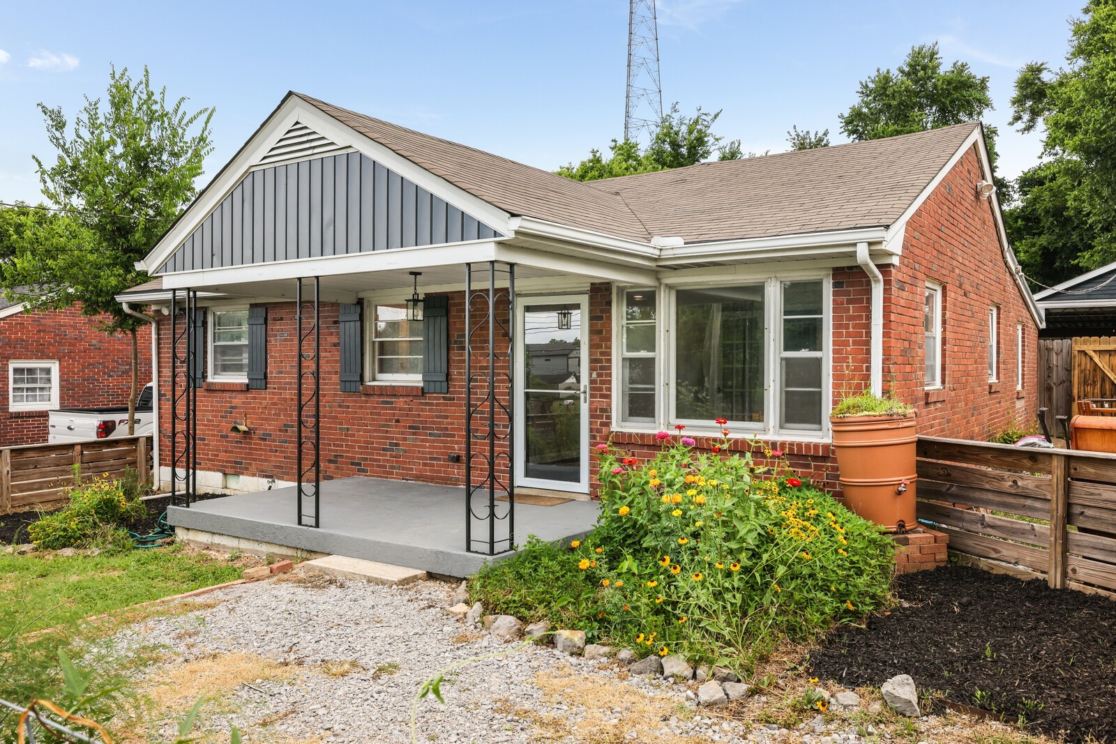 The owner catches fresh rainwater..