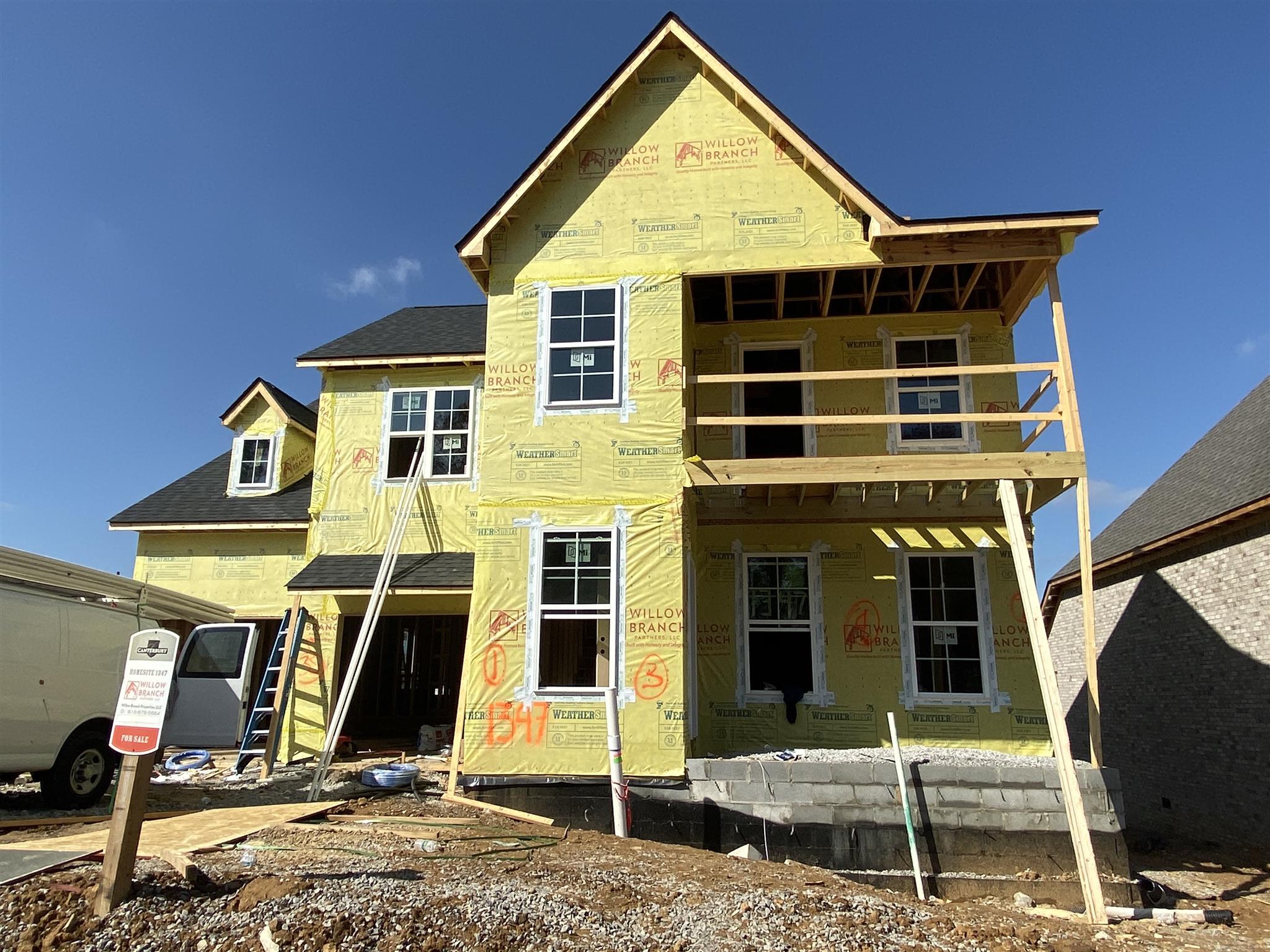 2611 Bramblewood Ln - Lot 1347 Thompsons Station, Tennessee Willow Branch Partners' Chatham A plan. 4 bedrooms and 3.5 baths. Master on the main floor plus a front porch and covered back patio! Three additional bedrooms and a bonus room upstairs.