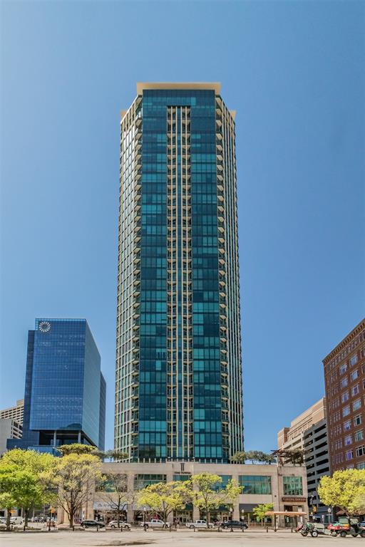 This stunning 25th-floor condo offers beautiful northeast views of the Fort Worth skyline. The one-bedroom, one-bathroom floor plan also features a separate study with a built-in desk, perfect for a home office or workspace. The kitchen includes a ceramic tile backsplash, while beautiful hardwood flooring extends throughout the living room and kitchen. Residents can enjoy fantastic amenities, including a fitness center and an amenity-level pool overlooking the city. Convenient downtown location with incredible views and an exceptional urban lifestyle. NO PETS ALLOWED.