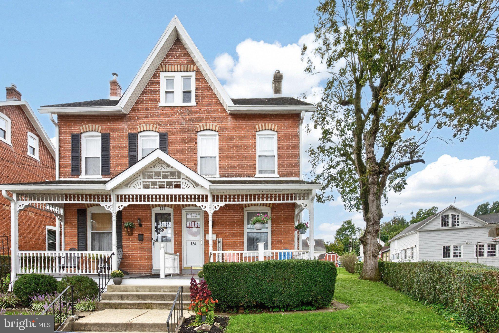 In the heart of Downingtown Borough is your new home and your new welcoming community! Just a 5 minute to walk to Kerr Park & STEM and the Downingtown West campus! PLUS just a short jaunt to shopping; restaurants; the train station; coffeehouses; fitness centers; the library; the farmer’s market on Saturday mornings; brunch spots; happy hours & wine bar; festivals & parades and all the fun Downingtown has to offer! Such a rare opportunity --- schedule your showing today! ***This twin home has a beautiful brick exterior, and its covered front Porch is ideal for morning coffee, relaxing, reading a book, or just hanging out with friends! The flat, grassy yards include fencing (perfect for pets!) and the Shed is on the former Garage pad, so there is potential beyond the current 2 off-street parking spaces (and there is extra on-street parking, of course!). Inside there is an open lay-out; original hardwood floors; and a multiplicity of sun-filled windows. ***The spacious Living Room w/ceiling fan includes an Office area, and charming built-in bookcases serve as an architectural transition from that space into the Dining Room with vintage style chandelier. The Eat-In-Kitchen includes stainless steel appliances; raised-panel cabinetry; double bowl stainless steel sink; and a slider door out to the oversized wrap-around Deck. Laundry area & door to the unfinished basement with loads of storage space (even a cool-temp cellar room for your pantry or wine collection!) complete this main level. ***Upstairs are 4 Bedrooms, and the Primary Bedroom has 2 large closets. The Full Bath includes a tub/shower combo and linen closet. Next to the upper Bedroom is a Bonus Room with window --- use as an Office, Hobby Rm, Fitness Rm, or even just as an extra walk-in closet! ***Outside the flat, grassy yards give you so much space to have fun & entertain & garden & make so many new memories! And the best of both worlds because you can also walk to all the exciting amenities & events that Downingtown Borough has to offer! ***BONUS --- includes an AHS ShieldComplete Home Warranty, which is their highest tier of coverage & added peace-of-mind for you! Verification (including sq ft/size/lay-out/more) lies with the consumer. Property is being sold As-Is: see Agent Remarks for more info.