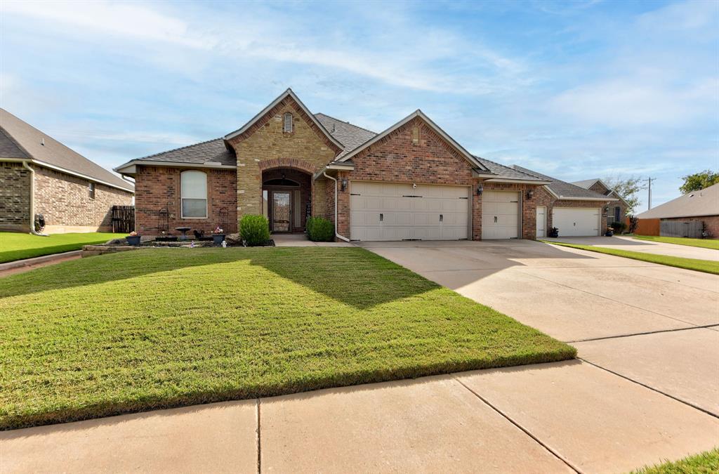 Welcome home! This beautiful home is tucked away in the heart of Moore in the highly desired Rock Creek neighborhood. It has been very well cared for and had so many major upgrades for peace of mind! New roof in 2025 and new fence in 2024. Brand new air conditioning system. New kitchen sink and faucet. It has a water softener that will stay with the property, as well as the ring doorbell camera! 4 bedrooms. A giant primary bedroom with a very spacious closet. One secondary bedroom is separated and makes a fabulous office. Custom woodworking and extras throughout. Large fenced-in back yard has a covered patio that is great for entertaining. Don't miss this one!