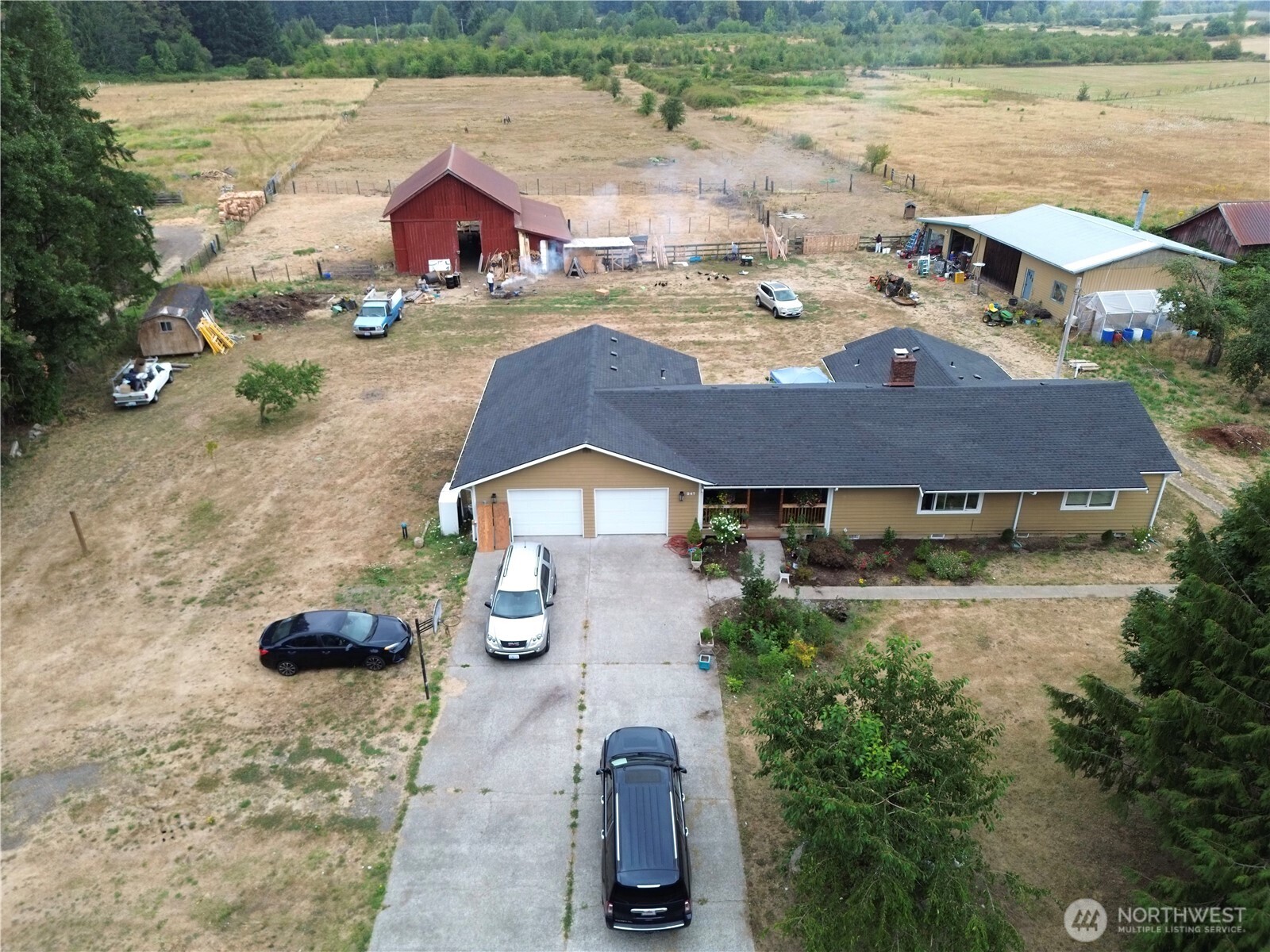 AMAZING property...house for sale comes with 3 parcels (023481000000 & 023475004001) and mls # 2417436 included.  Property with house includes a BARN (50 x 50), SHOP (50 x 100) w/possible ADU's.  Two lots here5 acres total plus. Additional 18 acres included with sale.  Complete remodel in 2023; new furnace, new roof, new kitchen, new countertops, new appliances, new well head, septic has been pumped and certified, updated windows.