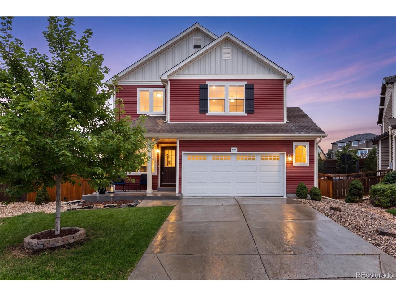 Welcome to this immaculate, truly move-in-ready home that feels just like new! Situated on a peaceful cul-de-sac, the inviting covered front porch provides the perfect spot to chat with neighbors or watch kids play. Step inside to discover a light, bright, & refreshing color scheme paired with thoughtfully designed flex spaces across every level. The main floor features an open-concept layout centered around a gourmet kitchen with a large island, abundant cabinet storage, ample counter workspace, and an eat-in dining area. This heart of the home flows seamlessly into the family room, complete with a cozy fireplace and direct access to the covered back patio. Upstairs, the expansive primary suite serves as a private sanctuary w/ a luxurious 5-piece bath, accompanied by two additional bedrooms, a full hall bath, and a versatile loft area. The beautifully finished basement expands your living space with a large rec room, a full bathroom, and two additional bedrooms featuring large egress windows that flood every room with natural light. Outdoors, enjoy an exceptionally private backyard with no rear neighbors looking in, featuring a lush grass area framed by a retaining wall for easy weekend maintenance, along with a covered patio for outdoor entertaining. An oversized garage adds generous side storage space to round out this exceptional property. Nestled within the scenic hogbacks of The Meadows in Castle Rock, this home offers access to a vibrant community rich in amenities. Residents enjoy community access to Miller Complex, Ridgeline Open Space, multiple neighborhood pools, and miles of scenic hiking & biking trails winding through the foothills. The neighborhood is served by Castle Rock Metropolitan Districts, ensuring well-maintained local infrastructure, community events, and regional parks. Best of all, you are located less than 10 minutes from historic downtown Castle Rock, local shopping, festivals ,dining, and convenient I-25 access. Floorplans in Supplements