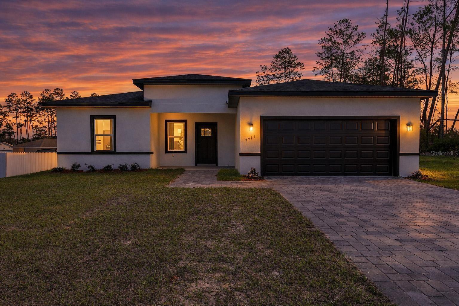 New construction 4BR/3BA on a 0.26-acre lot in Marion Oaks — move-in ready.The open-concept layout connects living, dining and kitchen in one continuous space, with quartz countertops, stainless steel appliances and ample cabinet storage. The split floor plan places the owner's suite — walk-in closet and private en-suite bath — on its own side of the home. Three additional bedrooms each include built-in closets, flexible for guests, a home office or multi-purpose use.Outside, the 0.26-acre lot offers room that most new construction at this price point simply doesn't.Marion Oaks Elementary, Publix, Walmart, CVS and easy access to I-75 and Highway 200 all nearby. Backed by a 1-year workmanship and 7-year structural warranty.