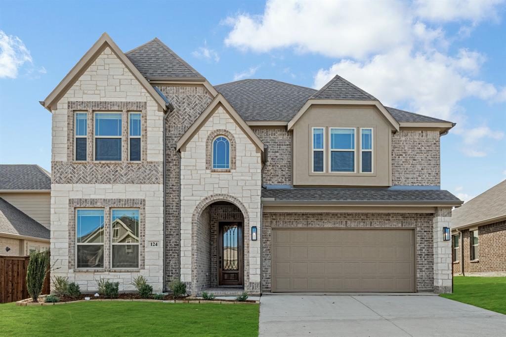 BRAND NEW! NEVER LIVED IN! Available NOW! The Rose II by Bloomfield has room for everything and everyone, with 5 bedrooms, 4 full baths, and living spaces that work as beautifully for everyday routines as they do for celebrations. The exterior shows off timeless curb appeal with brick, stone, and an inviting front porch. The foyer opens to a dramatic two-story Family Room where tall windows flood the space with light and a stone fireplace stretches to the ceiling. The Kitchen connects seamlessly, designed with custom cabinetry, granite counters, a white herringbone backsplash, and built-in stainless appliances. The oversized island isn’t just for cooking—it’s a hub for homework, conversations, or late-night snacks. Downstairs you’ll find the private Primary Suite with an enlarged shower and dual vanities, plus another bedroom that’s perfect for guests, a nursery, or a home office. Upstairs adds even more flexibility with a large Game Room and a separate Media Room, giving you space for movie nights, football watch parties, or kids’ hangouts. Wood floors run throughout the main level, and practical touches like window coverings, gutters, and a gas line on the covered patio mean you can move in without the extra to-do list. The backyard is wide and ready to use—play, grill, relax, it’s yours to make. With its smart layout, designer finishes, and move-in readiness, this Rose II at Copper Creek is ready to welcome its first homeowners.