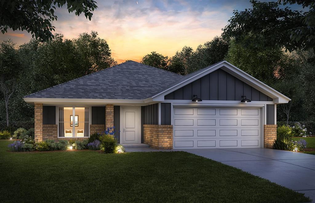 Located in the Eagle Cliff community in Norman, this new construction home offers convenient access to the University of Oklahoma, Lake Thunderbird, Sooner Mall, I 35, dining, and shopping. The community features a playground and an established residential setting. The Lavender floor plan combines an open concept layout with thoughtful spaces designed for comfortable everyday living and entertaining. A covered front porch welcomes you into the home, where wood look ceramic tile extends throughout the main living areas. The spacious living room features a gas log fireplace and flows naturally into the kitchen and dining areas. The kitchen includes stainless steel appliances, a five burner gas range, quartz or granite countertops, under cabinet lighting, and generous prep space. The dining area features a bay window and direct access to the covered back patio, creating a convenient connection between indoor and outdoor living. The primary suite provides a comfortable retreat with a soaking garden tub, tiled shower, double vanity, and large walk in closet. With four bedrooms and a split floor plan, the home provides flexible living space for a variety of needs. Experience the comfort, functionality, and modern finishes this Norman home has to offer. Schedule a private tour today.