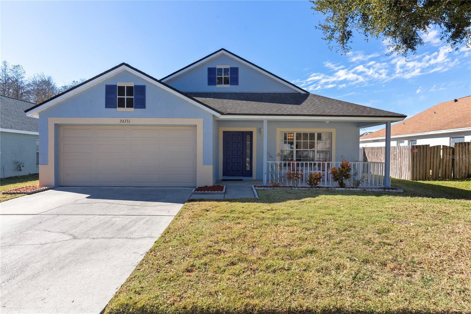 ONE OWNER HOME Immaculate & well-kept 4 bedroom, 2 bath & 2-car garage home located on a peaceful conservation homesite close to the Cul De Sac .  This beautiful home is conveniently located just off of Highway 54 within 5 minutes of I-75 & outlet mall.  Just RECENTLY PAINTED inside & out giving this home a gorgeous curb appeal.  Volume ceilings throughout.  Large entertaining spaces making it perfect for families & friends.  UPDATED STAINLESS refrigerator & NATURAL GAS RANGE.  Split bedroom plan with a large primary bedroom & en-suite.  NO CDD & low HOA plus conservation homesite makes this home a highly desirable package. 2024 GARAGE DOOR, NEWER water heater, ROOF, commodes, a/c and recently installed NEW WINDOWS & LUXURY PLANK VINYL throughout main living areas.  Call today for your PRIVATE showing!