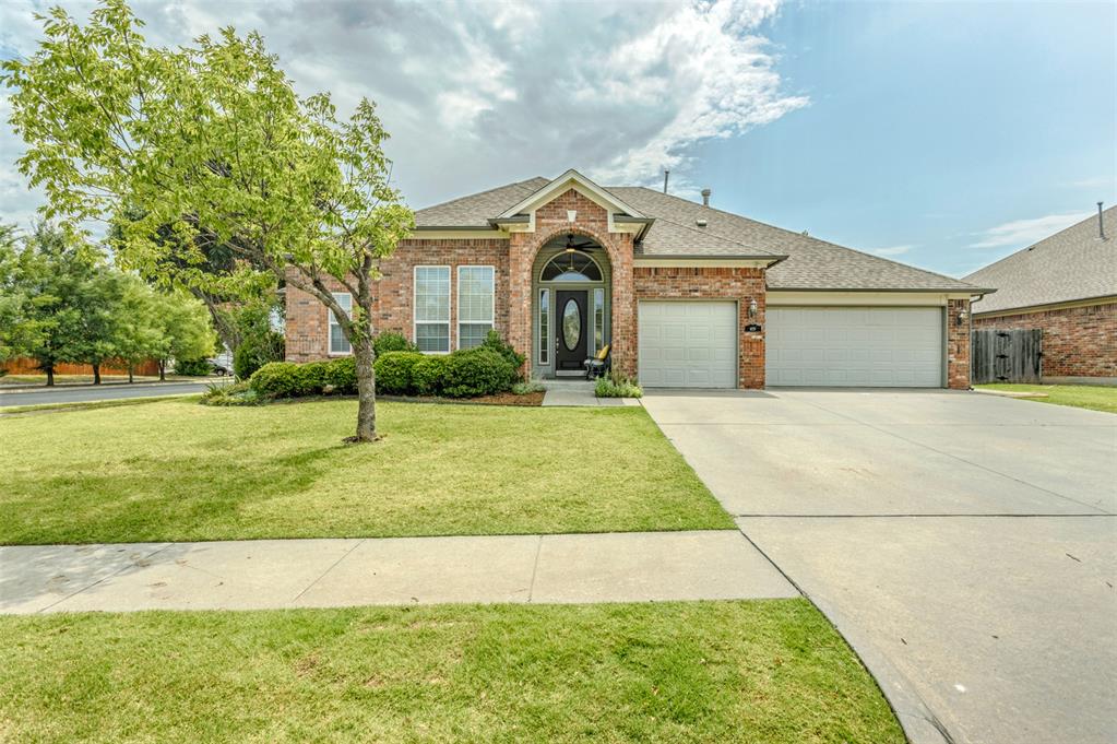 Immaculate one-owner home in highly sought-after Carrington, offering true move-in-ready condition and exceptional pride of ownership. Fresh interior paint, new carpet in the bedrooms, and updated tile flooring make this home feel fresh and inviting. The popular split-bedroom floor plan features a private primary suite in its own secluded wing, while the three secondary bedrooms are situated in their own separate bedroom wing for added privacy. The flexible layout also offers two dining areas or the option for a formal dining room and study.The spacious kitchen is designed for both everyday living and entertaining, featuring a center island, updated tile backsplash, walk-in corner pantry, abundant cabinetry, and generous counter space and upgraded induction cooking.The private primary suite offers a huge walk-in closet, dual vanities, a relaxing corner soaking tub, separate shower, and low-maintenance solid surface Corian shower walls with no grout to clean. The secondary bathroom is thoughtfully designed with the vanity area separated from the tub/shower for added convenience.Enjoy outdoor living on the expanded covered patio, plus a second private open patio just outside the primary bedroom. The backyard also includes a storage shed, and the seller will be  installing new fencing along the south side and the back corner behind the shed prior to closing.Additional features include an inground storm shelter that is 6ft tall located in the oversized three-car garage, an upgraded HVAC system with an air purifier, and numerous updates throughout.Ideally located in northwest Norman directly across from Ruby Grant Park and All Saints Catholic School, this beautiful home is also just minutes from shopping, dining, and everyday conveniences. This exceptionally maintained property is truly move-in ready and showcases the pride of ownership that today's buyers are looking for.