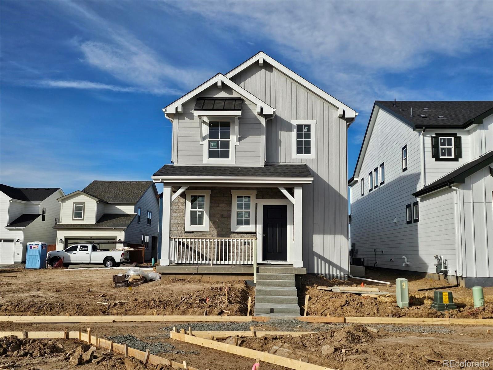 What's Special: Greenbelt Lot | Dedicated Study | White Cabinets | High Ceilings | South Facing Lot | Oversized Patio.New Construction - March Completion! Built by America's Most Trusted Homebuilder. Welcome to the Stella at 1216 Prospect Aly in Farmlore. This beautiful new home combines thoughtful design with stylish finishes for a space you’ll love. Step into the vaulted entry and discover a private study just off the foyer, perfect for work or quiet time. The kitchen features a center island and a seamless flow into the dining area and great room. Cozy up in the great room or step outside to enjoy your covered patio. Upstairs, natural light fills the space as you arrive at three secondary bedrooms, a full bath, and a convenient laundry room. At the end of the hall, the spacious primary suite offers privacy and comfort with a walk-in closet and en-suite bath. Life at Farmlore brings together suburban charm and modern convenience. Located in the heart of Brighton, this vibrant community offers quick access to downtown Brighton, Prairie Center, Denver, and more. Enjoy planned amenities like three neighborhood parks, a recreation center with outdoor pool, and a restored 10,000 sq. ft. farmhouse designed as a future gathering space. Explore 11+ miles of trails and connect to Prairie Lakes Regional Park, or head just 2 miles to Barr Lake State Park for outdoor adventure. With walkable streets and a location within the Brighton 27J School District, Farmlore is where convenience and community come together. Additional Highlights Include: white shaker-style cabinets, outdoor patio, slide-in gas range in place of electric range, crown molding, 42" upper kitchen cabinets, and second sink at secondary bathroom. Interior photos are for representative purposes only. MLS#1627445
