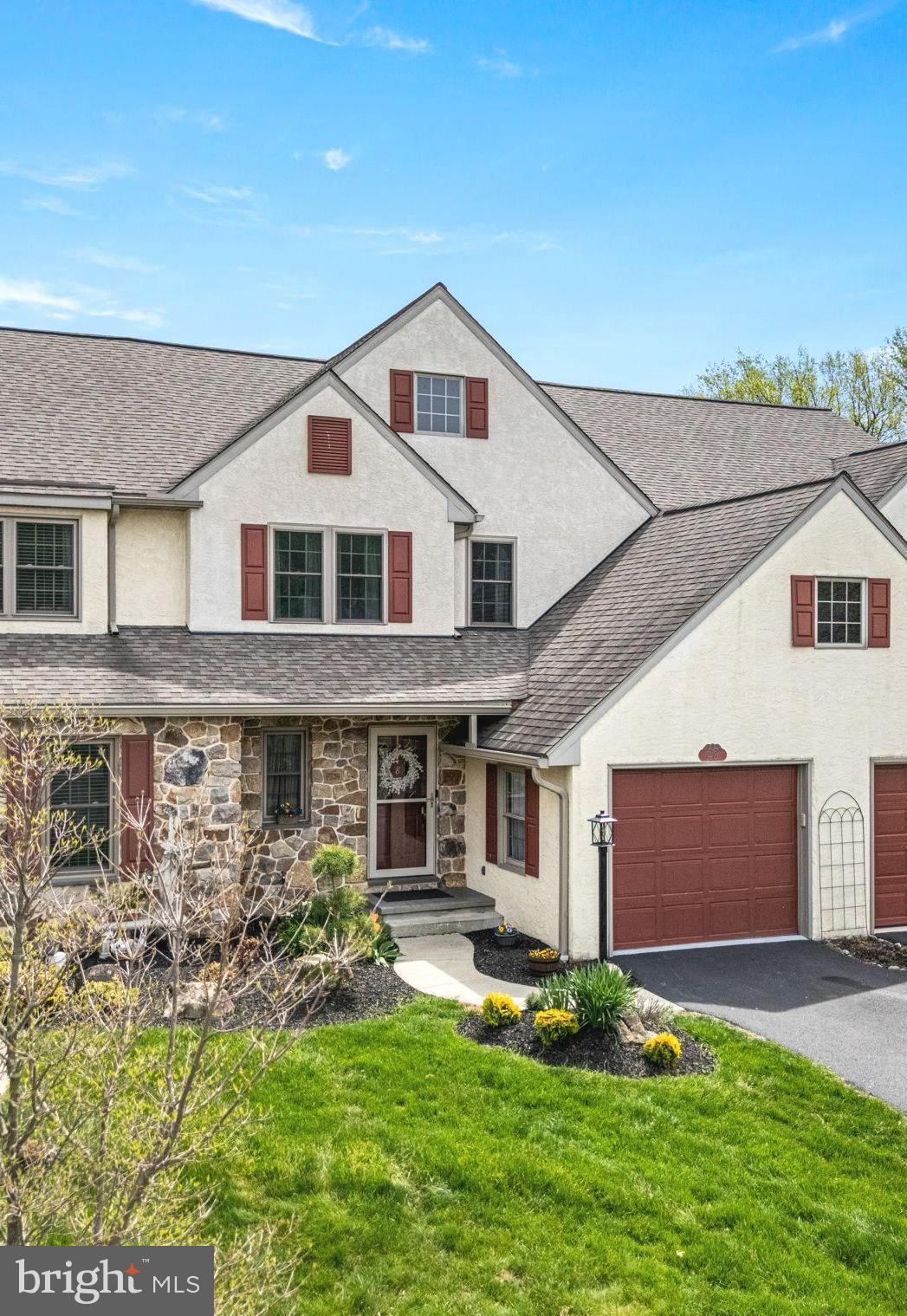 Only an out-of-state move brings this truly special, turn-key home to market. Peace, serenity, and storybook charm come to mind the moment you arrive at 48 Saddler Drive, tucked away on a quiet cul-de-sac in beautiful Elverson, Chester County.This beautifully updated home makes a wonderful first impression with its newer stucco exterior, thoughtful details, and inviting curb appeal. From the moment you step inside, it is clear this property has been cared for with incredible style, intention, and pride. This is not a staged home — it is simply this beautiful, and every space reflects the way the current owners have loved and maintained it.A welcoming foyer greets you with a large coat closet, a beautifully redone powder room, and convenient access to the garage. To the right, a flexible front room offers endless possibilities as a dining room, home office, sitting room, or whatever best fits your lifestyle. Toward the rear of the home, the kitchen and family room open beautifully together, creating an inviting everyday living space. Fresh paint, new lighting,  and plush new carpeting make the home feel crisp, refreshed, and move-in ready.The kitchen features newer appliances, a pantry, and a charming eat-in area with a bay window and built-in seat — the perfect place to relax and take in the peaceful natural setting. Just beyond the French doors, a generously sized composite deck extends the living space outdoors. Complete with steps to the ground, a rare and convenient feature in this neighborhood, the deck is ideal for morning coffee, quiet evenings, or easy entertaining. The electric awning adds comfort and shade, while the view over the private community fenced pond is truly unforgettable. It feels vacation-like — peaceful, private, and almost impossible to leave.Upstairs, the freshly painted staircase and updated lighting continue the home’s polished feel. A bright and spacious bedroom features new windows, a large closet, and access to a fully redone bathroom finished in timeless neutral tones. The laundry room is also conveniently located on this level and offers exceptional space, along with a gorgeous set of front-loading machines.The primary suite, set at the rear of the home, is truly stunning with its vaulted ceiling and peaceful pond views. Thoughtfully and impeccably remodeled, the en-suite bathroom is a standout with a beautiful new vanity, tile work, soaking tub, and stylish barn door. Every detail has been carefully curated, and the dream-worthy closet is the perfect finishing touch.The lower level is just as impressive. The finished walkout basement offers incredible additional living space with windows, fresh paint, and all new carpeting. This flexible space could potentially serve as a third bedroom, guest area, office, gym, or additional family room. Step outside to the patio for yet another place to relax or entertain. Just beyond the finished area, the expansive storage space is nothing short of amazing — clean, organized, and lined with shelving. It is the kind of storage buyers hope for but rarely find.Be sure to take note of the geothermal HVAC system, an efficient and economical feature that adds even more value to this already impressive home.  Plus a brand new heat pump installed in 2025. With extensive remodeling, thoughtful updates, beautiful finishes, and peaceful views at every turn, 48 Saddler Drive is as inviting as it is memorable. This is truly a slice of paradise and a must-see on your tour list.