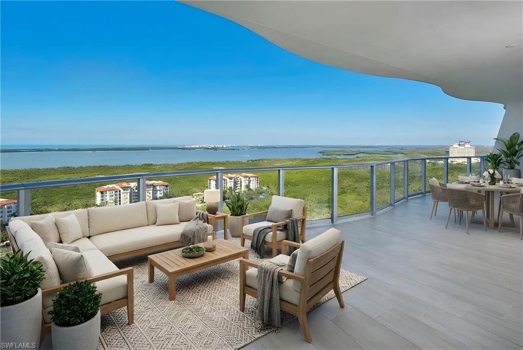 One or more photo(s) has been virtually staged, AI generated or rendered.  Infinity at The Colony represents the pinnacle of high-rise luxury living and a one-of-a-kind amenity offering. This architecturally striking tower offers sweeping views of Estero Bay, the Gulf skyline, golf course fairways, and lush preserves — all framed by walls of glass and expansive terraces designed for true indoor-outdoor living. Private elevator entry welcomes you into a grand residence featuring soaring ceilings, 10 foot floor-to-ceiling sliders.Views over the Gulf and views east overlooking the gorgeous Colony landscape, enjoy both sunrises and sunsets. Gourmet kitchens include gas cooking, Thermador appliances, oversized islands, and custom cabinetry. Spacious owner’s suites capture breathtaking views and spa-inspired baths create a true retreat. Built in gas grill on the lanai, two-car private garage.Spend your days taking advantage of the on-site amenities including rooftop sunset terrace, pickleball court, beach entry pool, poolside café with food and bar service, pool with 2 lap lanes, fire pit, elevated hot and cold plunge pools, par-3 putting course, day cabanas, bocce lawns, yoga lawn, dog park, social rooms, fitness center, movie theater, game room and guest suites. Come discover what makes us infinitely unique.The Colony presents the best possible lifestyle with membership to private dining at The Bay Club, private beach park, tennis, canoeing/kayaking, sailing club, bocce, and the latest sensation...Pickleball! Located within minutes of shopping, restaurants, sports arenas, performing art centers, world-renowned beaches, and SWFL international airport.