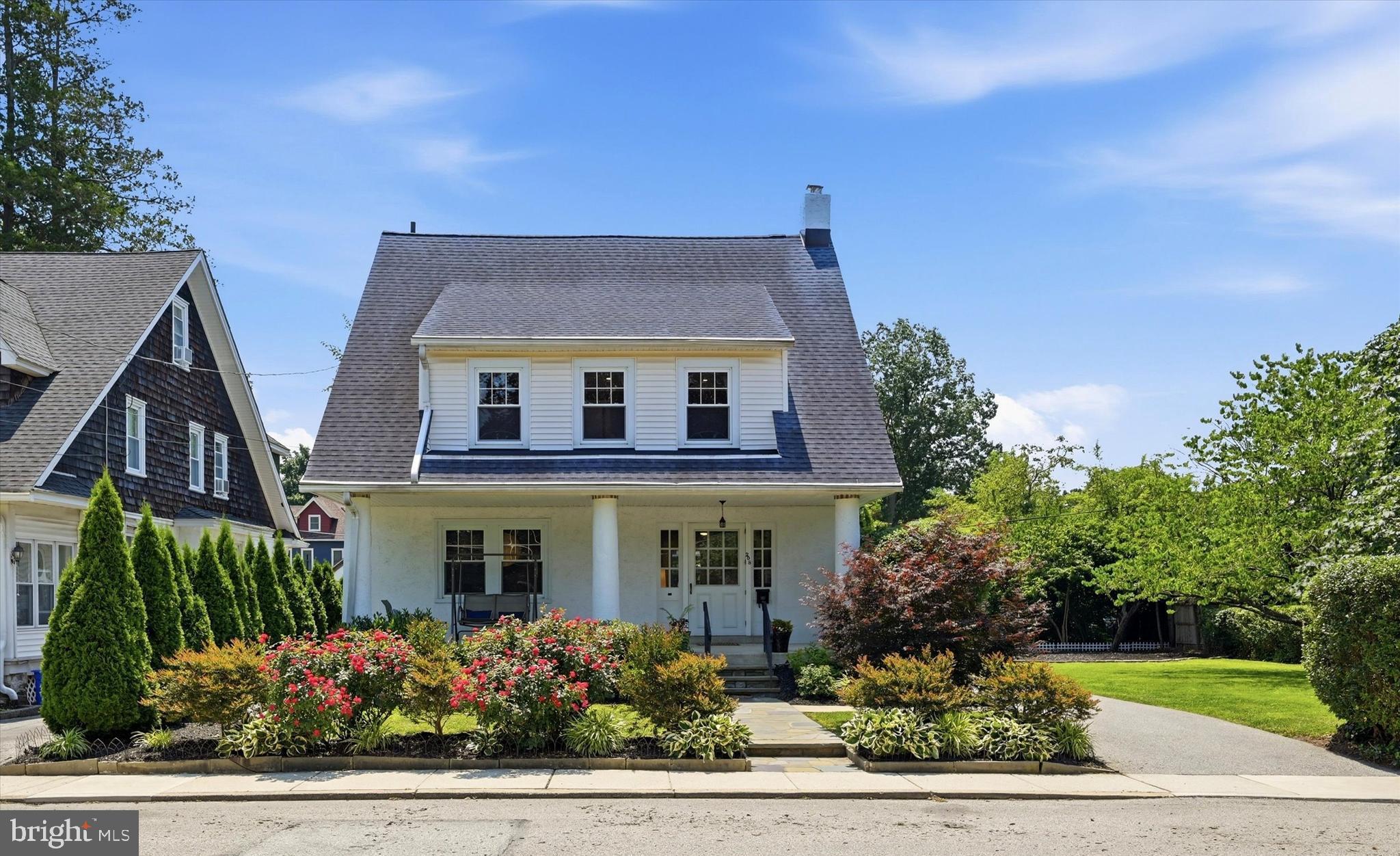 **Open Houses Canceled** Welcome to 208 Sabine Avenue. Meticulously maintained and set on a spacious 0.20-acre lot along a picturesque tree-lined street, this charming home offers the perfect blend of timeless character, modern comfort, and an unbeatable location in the heart of Narberth Borough. From the moment you arrive, you'll appreciate the beautifully manicured landscaping and inviting covered front porch. Inside, handsome inlaid hardwood floors extend throughout the sun-filled Living Room and Dining Room. The sizable Living Room is centered around a classic brick gas fireplace, flanked by custom built-ins that provide both storage and display space, while a convenient coat closet adds to daily functionality. The Dining Room is filled with natural light and overlooks the front gardens, creating an inviting setting for everyday meals or entertaining. Just beyond, the Kitchen offers ample cabinet and counter space and is equipped with new stainless-steel appliances. Adjacent to the Kitchen is a Laundry Room that also serves as a Mudroom, complete with additional storage, and provides direct access to the rear Deck. Featuring a retractable sunshade and a set of stairs to the yard, the Deck is an ideal space for outdoor dining, grilling, or simply enjoying your morning coffee. The Second Floor offers three well-proportioned Bedrooms, each with abundant natural light and ceiling fans, along with a versatile Bonus Room that is perfect for a home office, nursery, or flex space. A Full Hall Bathroom features classic tile, a pedestal sink, and a tub/shower combination. The Third Floor provides a private retreat with the fourth Bedroom, highlighted by a skylight, and its own Full Bathroom and stall shower. The unfinished Basement, complete with Bilco doors to the backyard, provides excellent storage and additional potential. Outside, the property continues to impress with a detached one-car Garage, a long private driveway, and an expansive side yard offering endless possibilities for gardening, recreation, or future enhancements. Recent improvements include a new HVAC system (2026), new carpeting on the 2nd & 3rd floors (2025), recessed lighting throughout the 1st & 2nd floors (2025), new kitchen appliances (2025), and numerous additional updates that make this home truly move-in ready. Located just blocks from downtown Narberth and the SEPTA Regional Rail station, this property offers easy access to local shops/restaurants, parks, major roadways, as well as Wynnewood, Ardmore, and Center City Philadelphia. Here you’ll be able to enjoy the perfect balance of walkability, suburban charm, and everyday convenience!