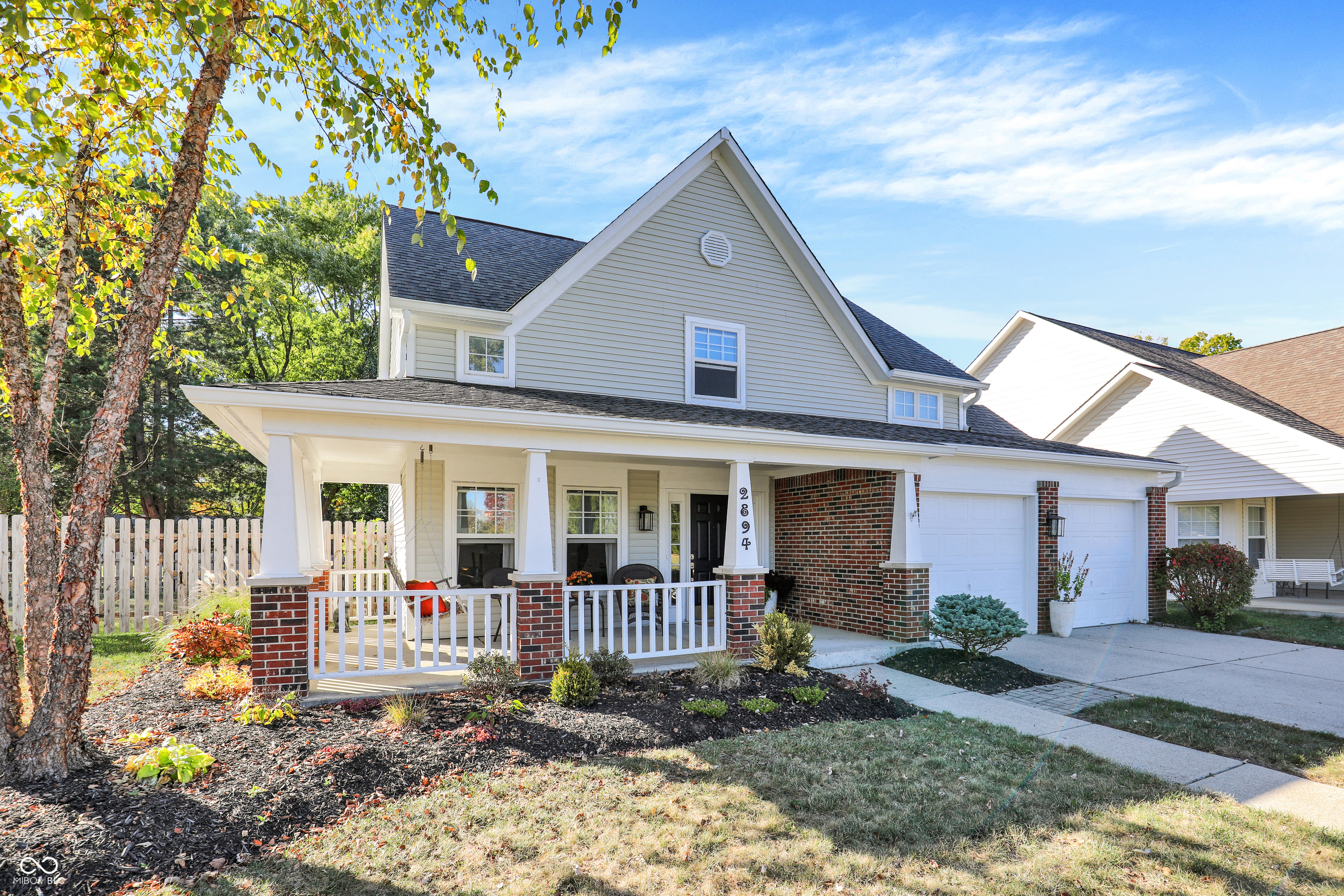 Welcome to one of Carmel's favorite neighborhoods Brooks Bend! One of the most desirable floor plans in the community designed for both everyday comfort and easy entertaining. Open & Airy! This inviting Craftsman-style home sits on a quiet, private cul-de-sac shared by only three other homes, charming front porch, tremendous green space offering a peaceful setting with the added bonus of guest parking right across the street.  The fenced backyard (newly installed in 2022) offers privacy and convenience, with gates on both sides of the house. A spacious deck and screened cabana extend the living space outdoors-ideal for relaxing evenings or weekend get-togethers. Inside, the home shines with stylish updates: refreshed kitchen cabinetry, granite countertops, upgraded lighting, updated bathroom vanities, and new flooring. Practical improvements have also been taken care of, including a new water heater (2020) and updated gutters and downspouts (2024).  Truly move-in ready, this home blends timeless style with modern updates-ready for you to settle in and enjoy.