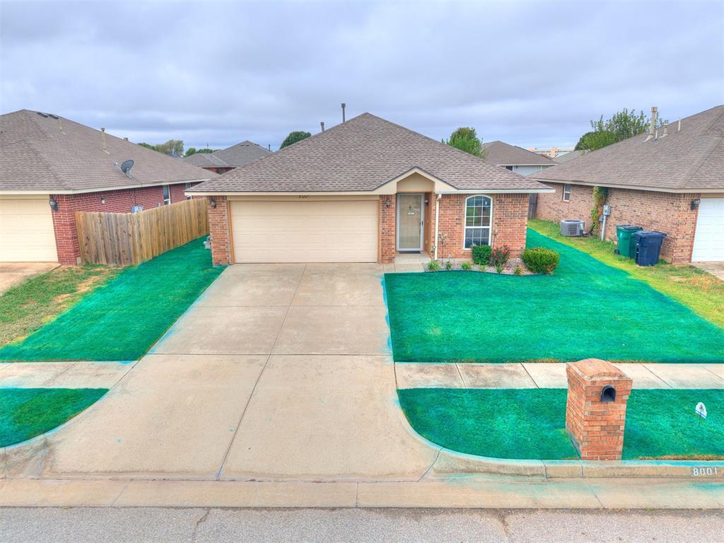 Welcome to 8001 Eagle Circle in Oakbridge Trails! This well-maintained, one-owner home offers 4 bedrooms, 2 bathrooms, and a practical layout designed for comfortable everyday living.Inside, you’ll find hard-surface and wood flooring throughout (no carpet) for easy maintenance—along with fresh paint in the main living areas. Three bedrooms are located toward the back of the home, while the fourth sits near the front, offering flexibility for guests, a home office, or additional flex living space. The primary bedroom features a vaulted ceiling and private en-suite bathroom and walk in closet.The home has been thoughtfully cared for over the years, with several important updates already completed, including a newer roof with upgraded impact-resistant shingles, a replaced HVAC system and hot water heater, plus updated kitchen appliances. The stove is approximately two years old and the microwave just one year old. The refrigerator, washer, and dryer can also remain with the home with an acceptable offer.Outside, enjoy a fully fenced backyard with plenty of privacy. Conveniently located near Tinker AFB with quick 240 and I35  access, this turn key ready home packs a punch with space, updates, and location.  Welcome home!