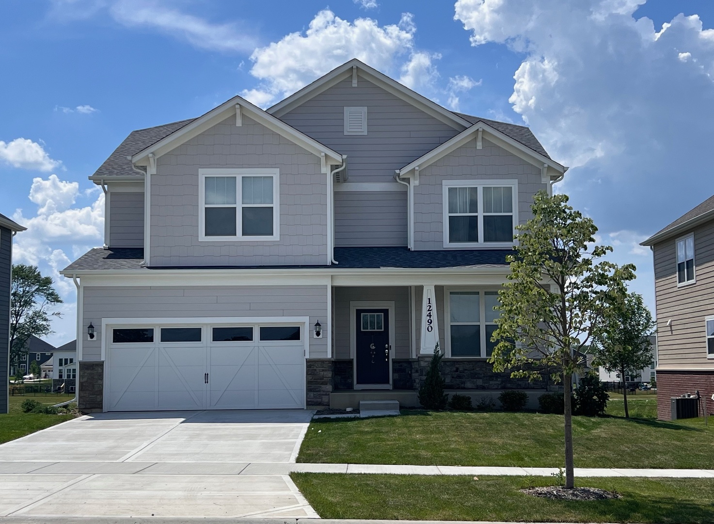 Stunning new construction home completed in 2024, located in the highly sought-after Gleneagles community in Lemont. This 4-bedroom, 3-bathroom home offers 3,261 sq ft of thoughtfully designed living space. The main floor features an open-concept layout with a bright and spacious living room that flows into a modern kitchen, ideal for both everyday living and entertaining. A versatile flex room on the first floor can be used as a home office, playroom, or guest space. Upstairs, a large loft provides additional living space perfect for a second family room or media area. The walkout basement opens to a serene backyard with peaceful lake views, creating a private outdoor retreat. Additional highlights include a 2-car garage, energy-efficient construction, and high-end finishes throughout. This home includes a fully transferable builder warranty: 10-year structural coverage, 5-year water infiltration protection, 2-year systems coverage (HVAC, electrical, and plumbing), and 1-year materials and workmanship coverage valid through November 2025. Move-in ready and built for modern living, this home is a rare opportunity in a beautiful setting.
