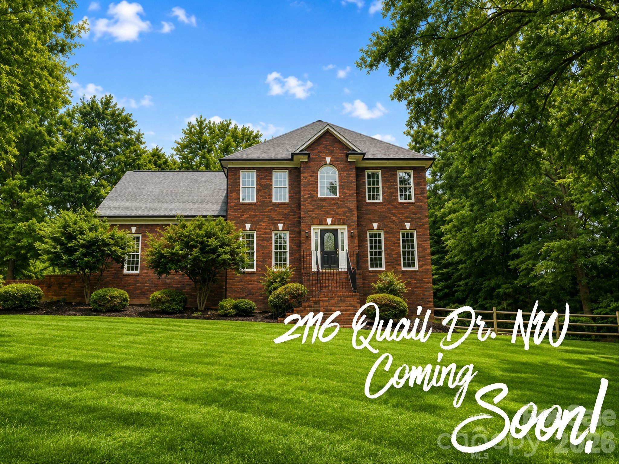 ***Coming Soon*** Welcome to 2116 Quail Drive NW in Concord, NC, where timeless charm, quality construction, and endless potential come together on a beautiful corner lot spanning just over one acre. Nestled in the established Quail Hollow neighborhood, this brick home offers the space, character, and flexibility for it's future owner. Built in 1999 and exceptionally well maintained, the home features refinished hardwood floors, fresh interior paint, and a functional floor plan designed for comfortable everyday living. The spacious living areas provide the perfect foundation for adding your own personal style or updates over time. A standout feature is the partially finished basement complete with a full bathroom, exterior entrance, and garage access. Whether you're looking for a second living quarters, guest suite, home office, recreation room, or multigenerational living space, this area offers incredible versatility and future value. Outside, mature trees and established landscaping create a peaceful setting rarely found in newer communities. The expansive yard provides plenty of room to entertain, garden, play, or simply enjoy the beauty of the surrounding landscape. Don't wait any longer your chance to own this timeless charm is NOW! Call your local real estate professional today.