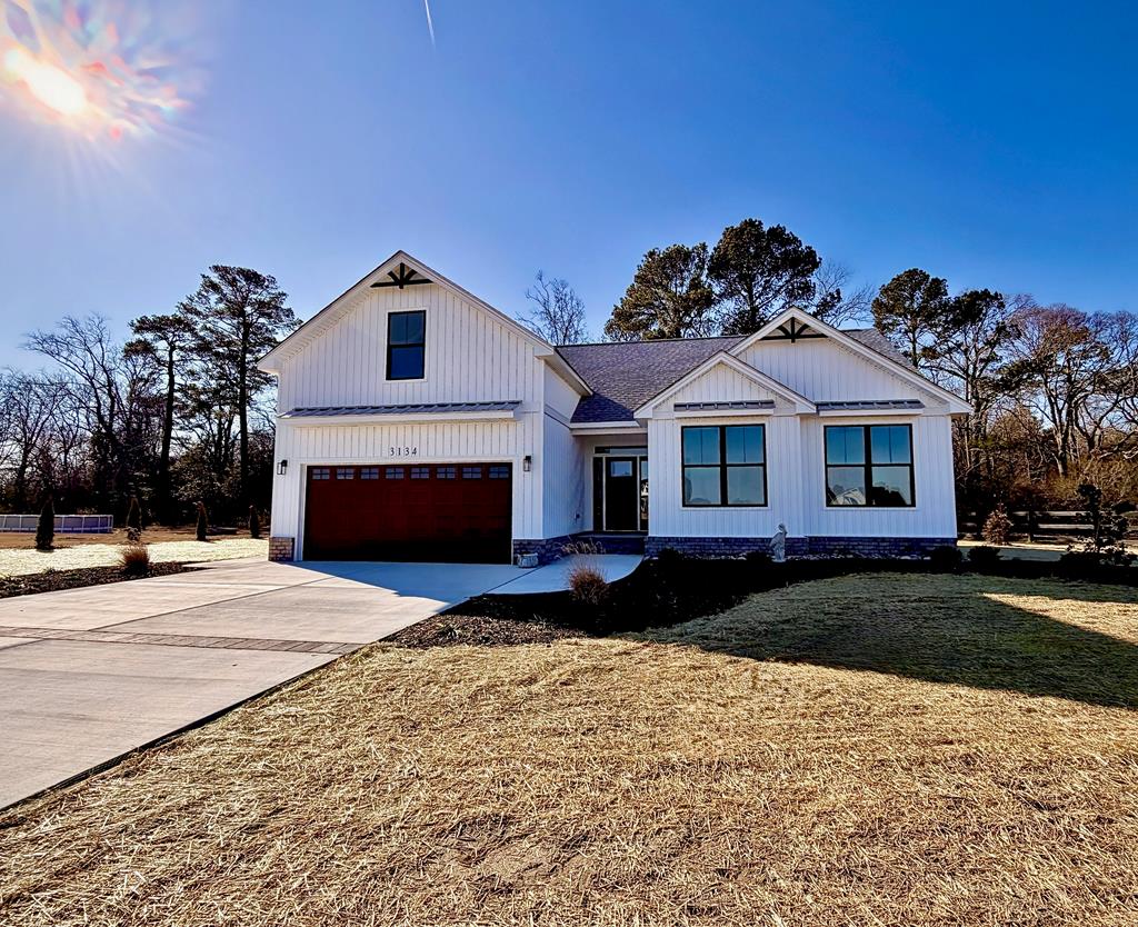 4 Bedrooms, 2 full baths, covered front portico entrance, 2 car attached garage w/epoxy floor, upgraded trim work, built-in closets, 4 ceiling fans, LVP natural white oak thru-out, smart wired w/surround sound, 1st floor laundry, substantial storage, attic storage, black vinyl windows, tall kitchen cabinets, large pantry w/shelving, ss appliances, 2 level kitchen granite counter, ss sink, pendant lighting, eat in area w/chandelier, full sliding glass door to patio w/firepit, 2 toned vinyl siding,  concrete driveway w/pavers, walkway, 40 yr shingled roof, FP w/custom mantle & stone veneer surround, hardwood stairs to 2nd lvl 4th BR, single hung black vinyl window, wooded/cleared backyard, upgraded landscaping, at end of cul-de-sac. Close to Beaches, State Parks, Marinas, Cape Charles, CBBT.