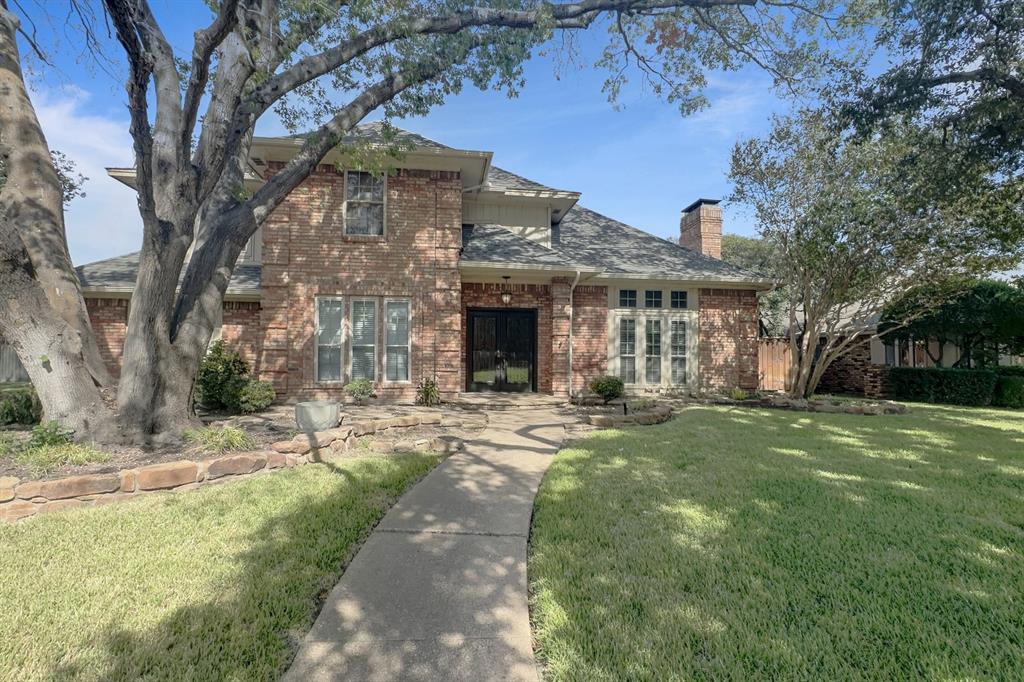 This two-story home in Plano's Briarmeade neighborhood offers approximately 2,687 square feet with four bedrooms, three full bathrooms, and two half bathrooms. Mature shade trees grow on the lot. The property needs updates, which leaves room for buyers to renovate and personalize it.Inside, the home has two separate living areas. One living room features paneling and a beamed ceiling; the other has a brick fireplace. The two dining areas are a formal dining room beside the front entry and a breakfast nook next to the kitchen. The kitchen has double wall ovens, a breakfast bar, tile backsplash, and recessed lighting. The brick exterior gives the house its street presence.The wood-fenced backyard has an in-ground pool with an attached spa and a poolside patio. Pool and spa equipment condition and operation are unverified. A rear-entry two-car garage provides parking.Schedule a showing to see the two living areas, the formal dining room, and the backyard for yourself.Some photos have been virtually staged or digitally enhanced. Furnishings and decor shown in virtually staged photos are not present; corresponding unstaged views are included.