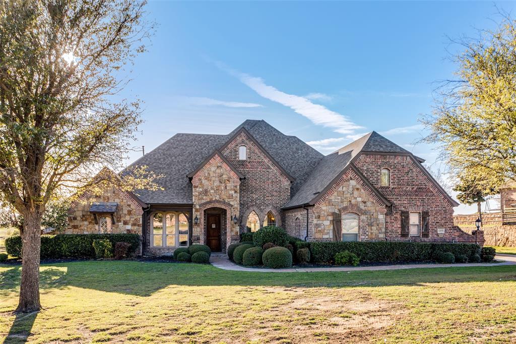 Welcome to the perfect blend of luxury living and every day comfort, where thoughtful design meets resort-style outdoor living on a stunning one acre lot in the beautiful community of Vista Ranch! This well maintained 4 bed, 4 bath home offers a functional and inviting layout with a private study and elegant formal dining space! The heart of this home is the spacious kitchen featuring a gas cooktop, granite countertops and a dedicated coffee bar. This home features rich hardwood floors, striking wood beams and a gorgeous stone fireplace! Fresh paint in the main areas enhances the bright, airy feel throughout, while the expansive primary site provides a true retreat with a large walk in closet complete with built in dressers for optimal organization. Step outside to your own backyard oasis- perfect for Texas living- featuring a sparkling pool, covered patio with outdoor fireplace and built in grill. What fun you will have entertaining your family and friends! Bonus- no city taxes! Here is the one you have been waiting for. Welcome Home!