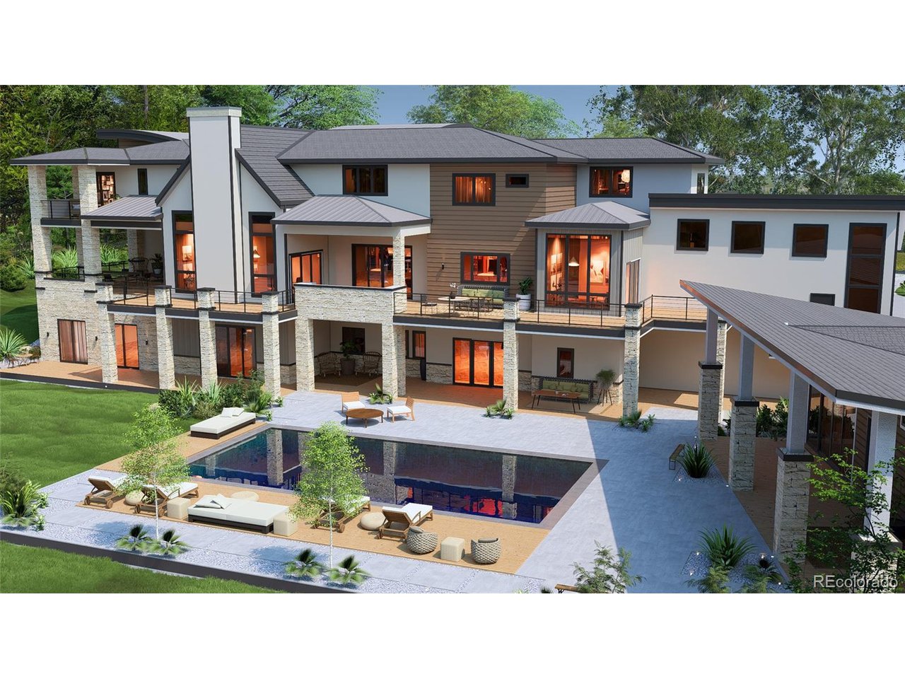 Unparalleled Luxury Awaits in this stunning new custom estate expertly crafted by one of the area's premier builders, Nestled in the prestigious, gated Whistlepig Community. Spanning over 1.96 acres, this magnificent property boasts a breathtaking array of amenities designed to elevate your lifestyle. Step inside to discover a masterpiece of modern design. Entertain in style with spacious, open-concept living areas that seamlessly blend elegance and functionality. Indulge your culinary passions in a state-of-the-art kitchen featuring high-end appliances, custom cabinetry, massive center island, breakfast nook and huge walk-in pantry. Upstairs the luxurious primary retreat offers a serene sanctuary with a spa inspired bathroom, walk-in closets, sitting area opening to private deck with stunning views, three generously sized bedrooms suites, loft-lounge area and handy second laundry room. Lower level features sprawling rec room and spacious game room offering endless fun with room for pool table, arcade games, and more. Full wet bar ensures that every occasion with friends and family is catered to. Multiple sliders seamlessly connect to outdoor entertainment areas. For a more cinematic experience, retreat to the private theater room.  Private guest suite has its own attached bath. Enjoy the huge exercise room for those seeking a high intensity workout, then indulge in ultimate relaxation in the attached spa bath featuring a sauna, steam shower, jetted tub, and a refreshing cold plunge tub. Elevator to all three levels. Step outside to your private oasis, complete with sparkling pool, rejuvenating spa, and multiple outdoor entertainment areas. The pool house offers a luxurious retreat with lounge area, full bar, and bathroom for ultimate convenience and relaxation. Secondary garage is large enough to ensure ample space for all your cars and toys. Truly a legacy estate offering an extraordinary living experience. Photos of home previous home built by Builder.