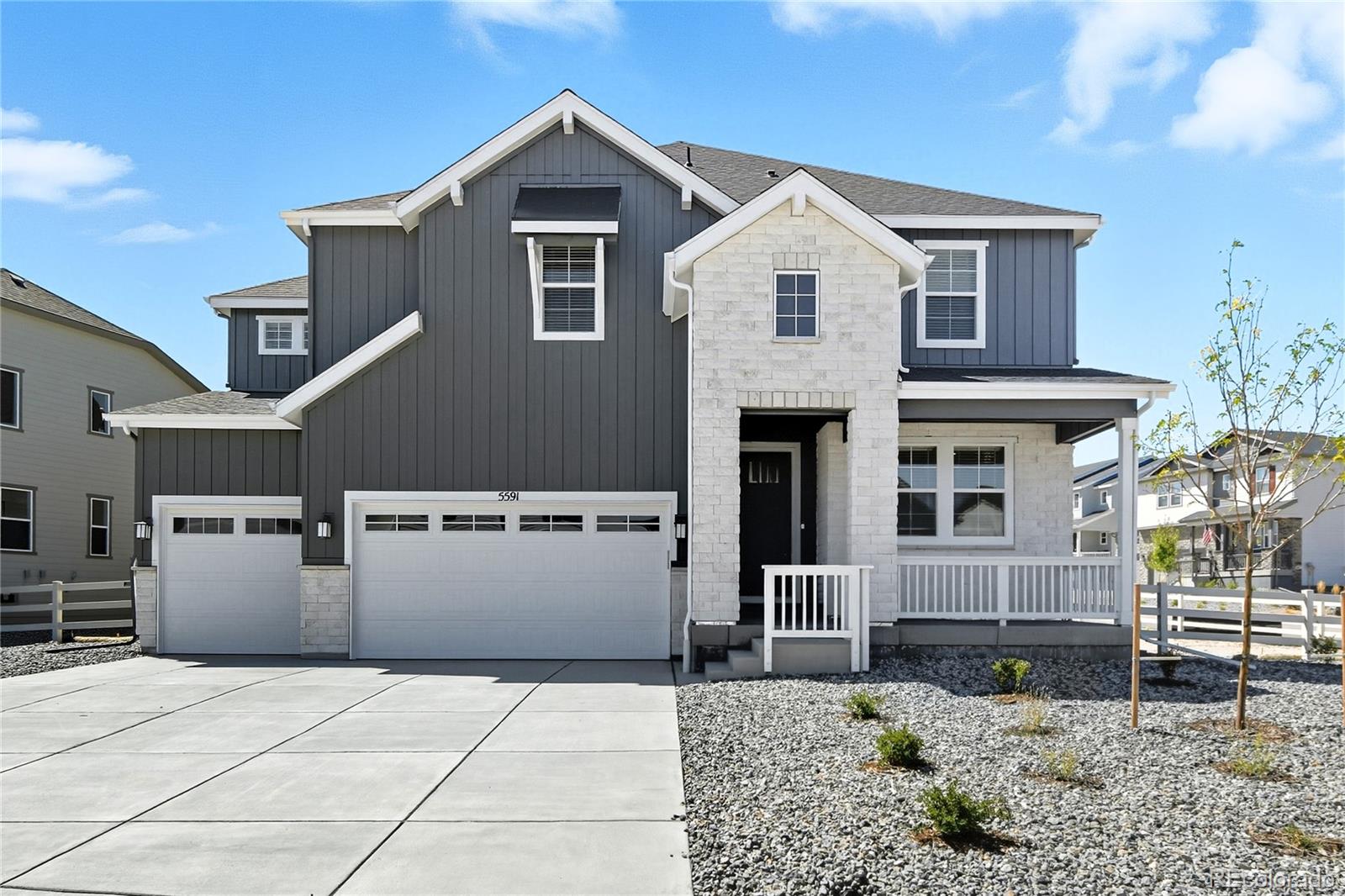 New Construction - Ready Now! Built by America's Most Trusted Homebuilder. Welcome to the Vail at 5591 Farrier Point in Hillside at Crystal Valley Destination Collection! This spacious new three-level home features a kitchen with center island and quartz countertops, dining area, two-story gathering room with fireplace, kid’s playroom, and private study. Upstairs offers three bedrooms, two baths, laundry, and a luxurious primary suite with dual walk-in closets and spa bath. The finished basement includes a rec room, bedroom, and full bath. Located just 5 miles from I-25 and 40 miles from Denver and Colorado Springs, the community boasts resort-style amenities at Pinnacle Recreation Center and award-winning Douglas County Schools. With a low 0.58% tax rate and proximity to downtown Castle Rock’s shops and dining, Hillside at Crystal Valley is the perfect place to call home. Additional Highlights Include: Finished full basement, bedroom and full bathroom at basement, modern fireplace and sliding glass door at gathering room, and standalone tub at primary bath. MLS#3440727