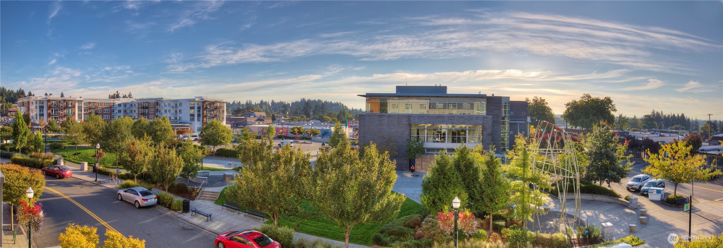 **Contemporary Townhome-Style Living in the Heart of Downtown Burien!** Enjoy the space and privacy of a 2-story home with all the convenience of condo living. The open-concept main level features easy-care LVP flooring, a versatile den/home office, spacious kitchen and great room, beverage bar/center and convenient powder bath. Upstairs offers 2 bedrooms and 2 baths, creating an ideal layout for privacy, guests, or shared living. Enter directly from the courtyard, easily accessed by elevator or stairs, and enjoy the rare convenience of **2 tandem parking spaces**. Outstanding community amenities include a fitness center, community room, two gas BBQs, outdoor fire pit gathering area, and rooftop Pea Patch garden. With a **94 Walk Score**, you’re just steps from Downtown and Olde Burien restaurants, shops, library, banking, services, and the Transit Center. Convenient to Sea-Tac Airport and approximately 20 minutes to Seattle. Urban convenience, flexible living space, and an unbeatable Burien location!