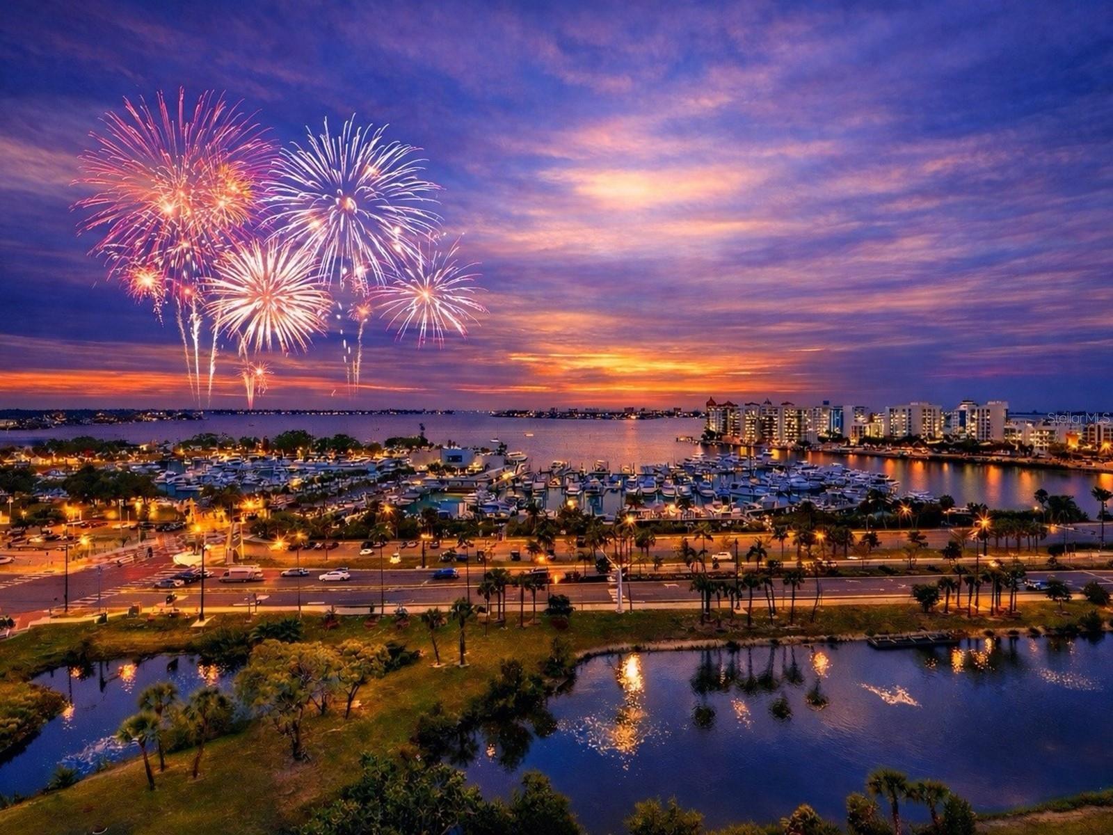 One or more photo(s) has been virtually staged. Experience the pinnacle of downtown Sarasota living at Bay Plaza, where the 11th floor showcases breathtaking, sweeping vistas of Sarasota Bay and the Gulf of Mexico—views that truly impress from every angle. An updated great room with a spacious, inviting layout, perfect for both relaxation and entertainment. It offers ample space for both the living and dining areas, making it ideal for gatherings. Additionally, there are two beautifully designed en-suite bedrooms and bathrooms. Throughout the home, you'll find crown moldings, recessed lighting, custom built-ins, solid-surface counters, modern, high-quality cabinetry, and tiled flooring set on the diagonal, all of which truly elevate the space! You'll absolutely love this elegantly remodeled kitchen! It’s generously sized, with dramatic granite countertops and a delightful peninsula with bar seating. The open shelving and glass shelves add a stylish touch, while the service entrance and convenient laundry closet make life easier. Imagine creating your dream coffee bar or a cozy home office nook in the flexible space. Plus, it comes equipped with a built-in pantry, sleek stainless-steel appliances, a tiled backsplash with glass tile accents, and task lighting. The Owner’s Suite is thoughtfully located for privacy and boasts amazing views. It has an accessible bathroom that is appealing to everyone, including individuals with disabilities. Key features include double sinks, lots of cabinetry, solid surfaces, a zero-entry tiled shower with dual showerheads, and a wide doorway with a pocket door leading to an expanded water closet designed for mobility with bonus storage. The double primary certainly has its standout characteristics on the other side of the floor plan, with convenient access to the secondary bath and views of the bay. This residence is not only move-in ready for your comfort and enjoyment, but it also shines with spotless perfection. Discover the joy of stepping into a home that feels custom-made for you, where you can truly relax and make it your own from day one! As a resident of Bay Plaza, you will benefit from exceptional amenities, including 24/7 valet parking, convenient EV charging stations, and unmatched concierge services available around the clock. The building has recently been transformed with the installation of impact-resistant glass, elevating its sophistication and ensuring both style and safety. Unwind in the luxurious heated swimming pool, soak in the rejuvenating spa, or maintain your fitness routine in the state-of-the-art fitness room, complete with a European sauna and steam room. Nestled in the heart of downtown Sarasota, this prestigious building is surrounded by a variety of trendy restaurants and boutiques. Residents can effortlessly immerse themselves in the vibrant cultural scene, with Whole Foods, the Theatre, and the Opera just moments away. Enjoy the spectacular 4th of July fireworks at Marina Jacks from the comfort of your balcony. With its unbeatable location just minutes from St. Armands Circle, Longboat Key, and Sarasota’s stunning beaches, this unit offers an unparalleled opportunity to embrace the dynamic social lifestyle that downtown Sarasota proudly provides. Don't miss your chance to make this exquisite residence your own!