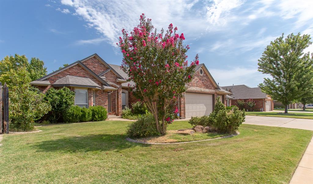 Discover a remarkable single family residence with new roof and guttering in the exclusive Greenbriar Pointe.  Built in 2007, this attractive property presents an exceptional opportunity for sophisticated living, characterized by its ranch architectural style and thoughtful design located near so many amenities. The heart of this home is an open-plan kitchen equipped with premium granite counters, stainless steel appliances, pantry, under cabinet lighting, and a seamless integration with the living room.  The spacious living room has a gas log fireplace at the ready for the fall nights.  Master suite bath is equipped with an Australian wrap around closet,  jetted bathtub, a walk-in shower, double vanity providing a spa-like retreat.  Ample size secondary bedrooms share a jack-and-jill full bath with tub/shower combo and marble vanity.  The privacy fenced back yard offers an exclusive covered outdoor patio space to extend your living space for outdoor entertaining.  The dedicated laundry room includes pull down ironing board, plenty of storage, and a sink.  The attached three-car garage provides ample parking and storage solutions as well as an additional climate controlled room that you could use for an office or exercise room.  Just minutes to I35, I44, or I240 makes an easy commute to anywhere.  Put this one first and end your search!