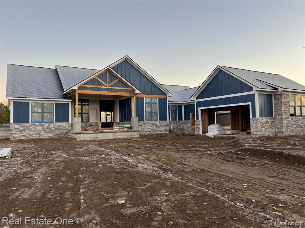 MOVE IN READY by March 1st. BOOK YOUR SHOWING TODAY for this. BEAUTIFUL new construction RANCH with WALKOUT BASEMENT situated on nearly 1/2 ACRE parcel offering DIRECT WATER FRONTAGE on ALL SPORTS Lake Mickelson. GORGEOUS FINISHES THROUGHOUT, such as QUARTZ, Premium wide-plank flooring, 2 car garage w/oversized doors and 3rd storage bay with overhead door for water toys.  Other great features include 14 ft VAULTED CEILINGS in great room and primary bedroom, COMPOSITE DECKING, and BOULDER RETAINING WALLS at walkout. This CUSTOM RANCH is one not to miss, and in a subdivision boasting HIGH-END HOMES.