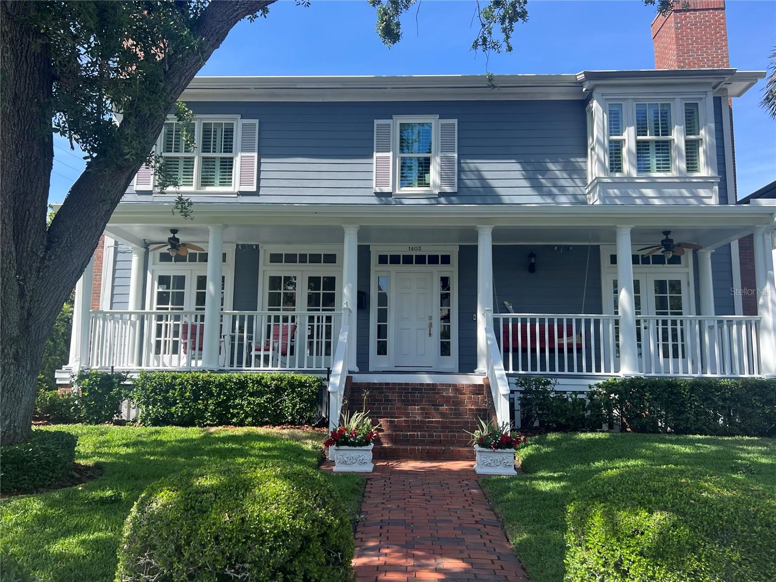 Located in Hyde Park's Golden Triangle this 5 bedroom 3 1/2 bath home boast one of a kind bay views from its front porch. The living area and office, each with their own wood burning fireplace, share these bay views through double French doors also. The dining room can be found between the living room and kitchen. Oak floors run throughout the first floor. The large kitchen has an eat-in area flanked by built-ins and a bay window banquette. A first floor bedroom en-suite has a separate breakfast bar area and  connects to the back den. The stairs, second floor gallery and primary suite have oak floors also. Multiple walk-in closets can be found leading to the primary bath, with double vanities, large walk-in shower and tub. Three additional bedrooms and full bath round out this level. A brand new roof was just installed and both AC units are only 2 years old. The home is located in the Hyde Park historic district, but was built in 1991. For ease and comfort there is a home generator for parts of the home. A separate two car garage can be accessed from the alley. Bayshore Blvd. is right out your front door with dining and shopping in Hyde Park Village is just 3 blocks away. Come live the Hyde park life style.