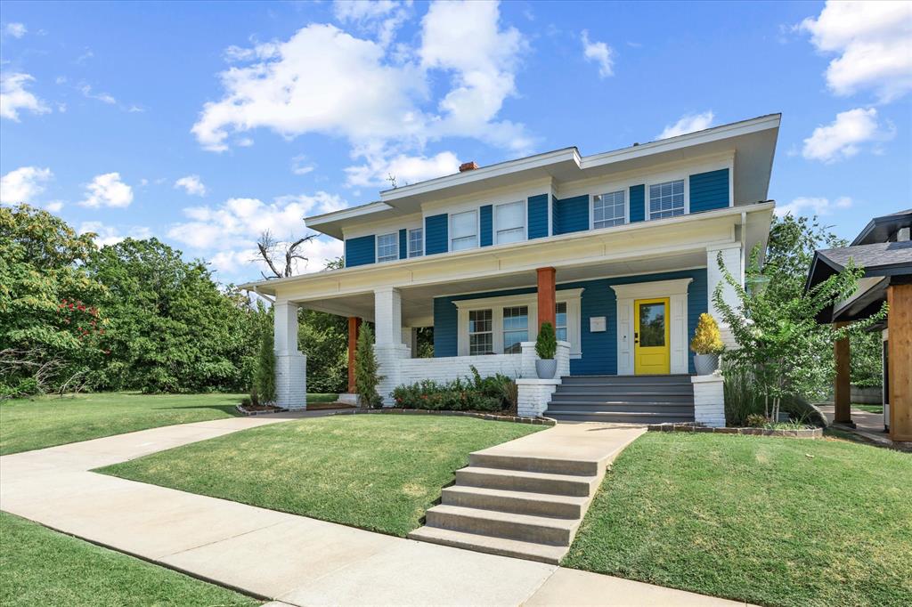 Owner financing available! Step into this two-story, 3 bed, 3 bath Colonial in Classen North Highland Park! This home gracefully blends classic character with modern updates. The sunny yellow front door welcomes you into refinished hardwood floors and thoughtfully updated fixtures. The kitchen features quartz countertops, stainless steel appliances, and vintage-inspired tile that adds a touch of old-world charm. Just off the kitchen and laundry room, a full main-level bathroom adds convenience and functionality. Upstairs, three bedrooms, including a master suite with its own private bathroom, plus a second full bathroom, provide comfortable living, with extra space in the basement. Situated minutes away from downtown, enjoy easy access to dining, shopping, and entertainment in this charming neighborhood. Schedule your showing today!