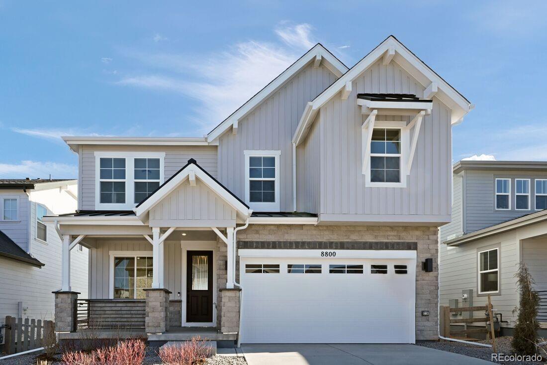 What's Special: Walkout Basement | No Rear Neighbors | Covered Rear DeckNew Construction - Ready Now! Built by America's Most Trusted Homebuilder. Welcome to the Granby at 8800 Whiteclover Street in Sterling Ranch, a versatile two-story home designed for growing families. The foyer opens to a private study and flows into an open kitchen, casual dining area, and gathering room with a cozy fireplace, while the kitchen offers an eat-in island, a large walk-in pantry, and a convenient tech space for homework or remote work. Upstairs, you’ll find a spacious primary suite with two walk-in closets, three secondary bedrooms, and a loft for extra living space, with an unfinished basement providing even more possibilities for the future. Sterling Ranch is a vibrant community at the gateway of the Front Range, offering rolling terrain, stunning mountain views, and access to Chatfield and Roxborough State Parks, Waterton Canyon Trail, and over 30 miles of scenic trails. Nearly 40% of the community is preserved as open space, and every home includes smart-home technology, fiber internet, and solar equipment. Residents enjoy The Sterling Center with coffee shops, breweries, and food trucks, The Overlook Clubhouse with pools and fitness facilities, and an on-site Primrose School, all within the award-winning Douglas County School District. Additional highlights include: covered deck, large walk-in shower at primary bath, double glass French doors at study, fireplace, 9' ceilings at unfinished walkout basement. MLS#8275340