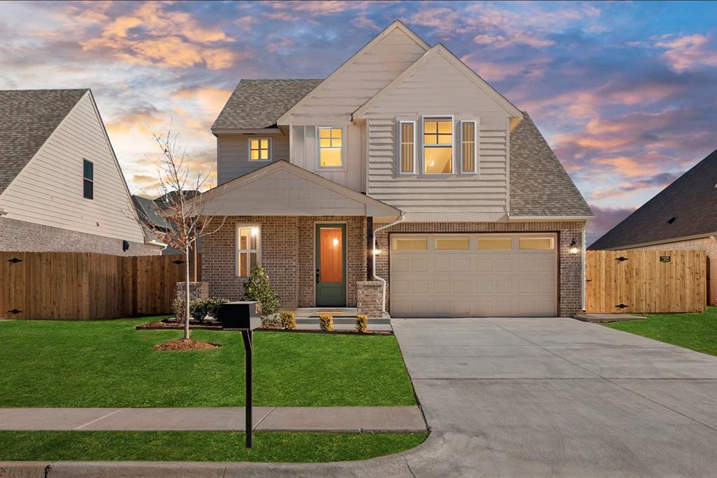 Covell Valley Two-Story with Modern Design! Located in northeast Edmond, this quality-built home by Ripple Creek Homes offers great curb appeal and an impressive first impression. Step inside to a tall entryway with elevated ceilings and an open feel that leads into the main living areas. The kitchen features custom tilework, quartz counters, center island, gas range, built-in microwave, and pantry. The living room has vaulted ceilings, a beautiful fireplace, and double folding doors that open to the back patio...creating a seamless indoor/outdoor flow. The primary suite is conveniently located downstairs and features vaulted ceilings, a spacious bathroom, walk-in shower, soaking tub and large walk-in closet. Also downstairs is the laundry room, a well-appointed half bath, and an office/study nook. Upstairs are three spacious bedrooms~each with walk-in closets, a full bath, and a loft landing area with a built-in desk that works well as a third living space. Throughout the home, you'll find refined design details...wood floors on the main level, custom carpet on the stairs, and a curated blend of tile, lighting, and color selections that give the home a modern, sophisticated feel. 2-inch blinds, full gutters, fully fenced, tankless hot water tank and the list goes on.  Covell Valley is a fast-growing Edmond community with a neighborhood pool and clubhouse. The location is minutes from I-35 and surrounded by major new commercial growth. ShowBiz Cinemas and several retail options are already nearby, with additional restaurants and destinations—such as Ruth’s Chris, Texas Roadhouse, Shake Shack, Whole Foods, and more~planned for the area. This is quickly becoming one of Edmond’s most vibrant and convenient locations.  Experience the Ripple Creek difference in this beautifully crafted home. Buyer to verify taxes.